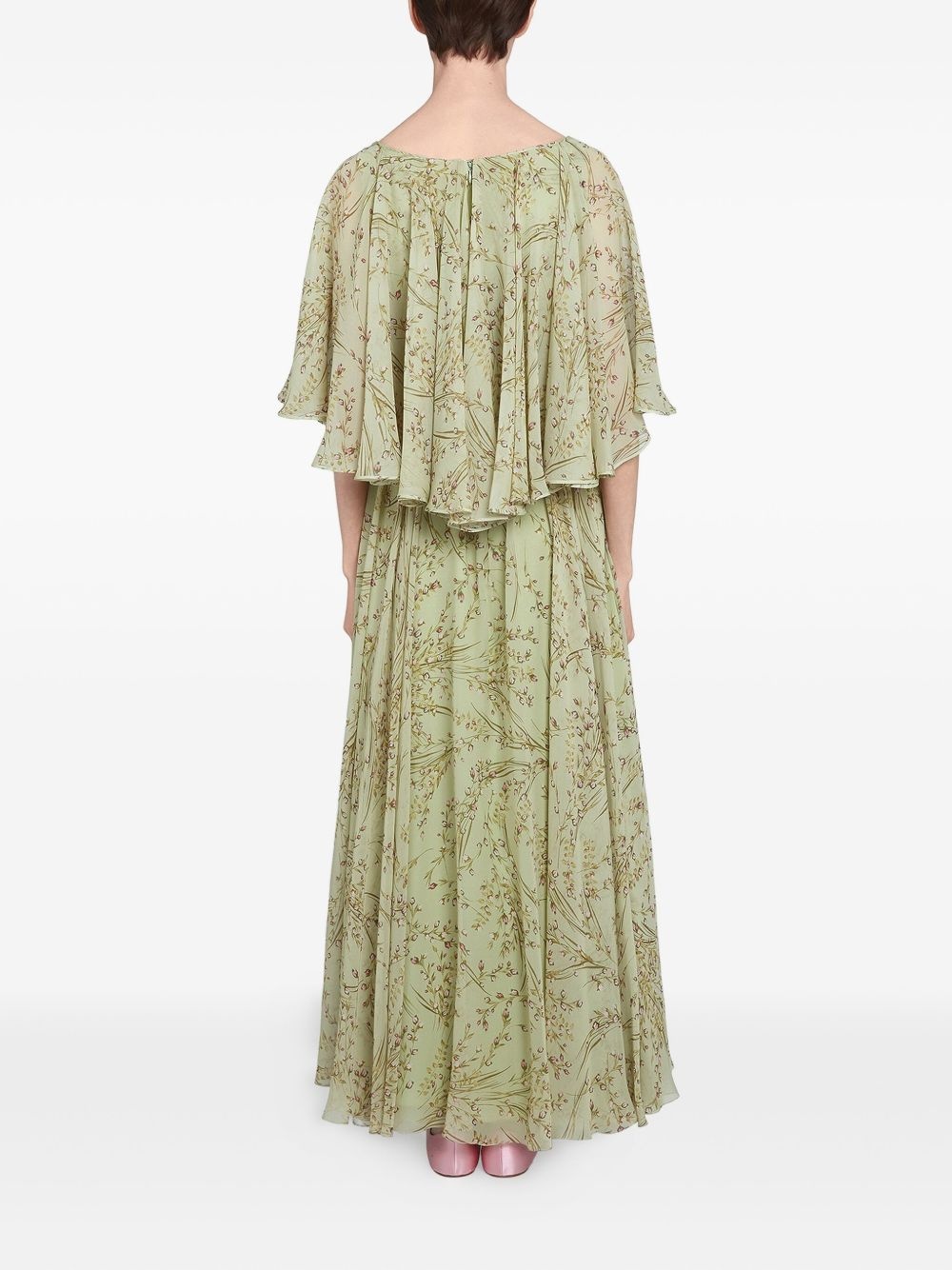 cape-detail floral-print dress - 5
