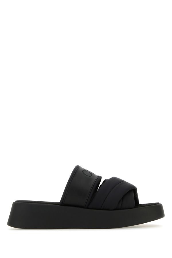 Chloe Woman Black Fabric And Leather Mila Slippers - 1