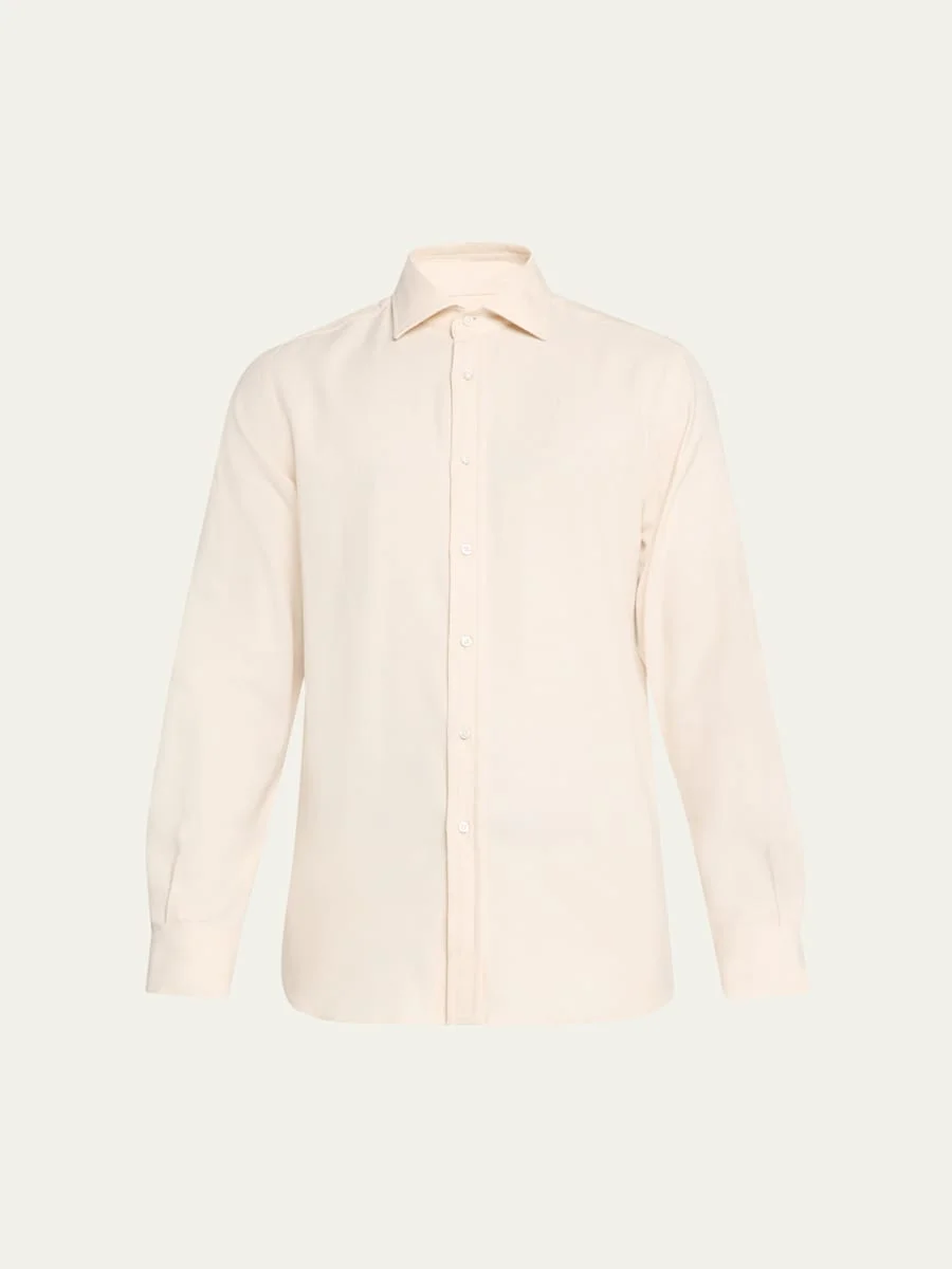 Men's Cotton Melange Herringbone Dress Shirt - 1