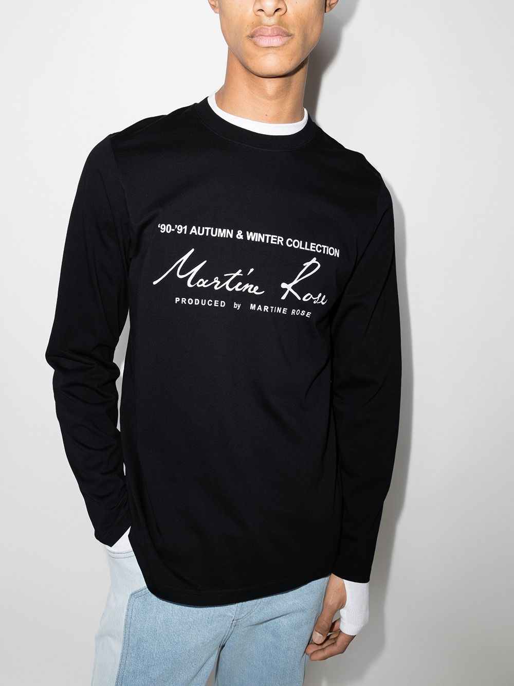 logo-print longsleeved cotton T-shirt - 3