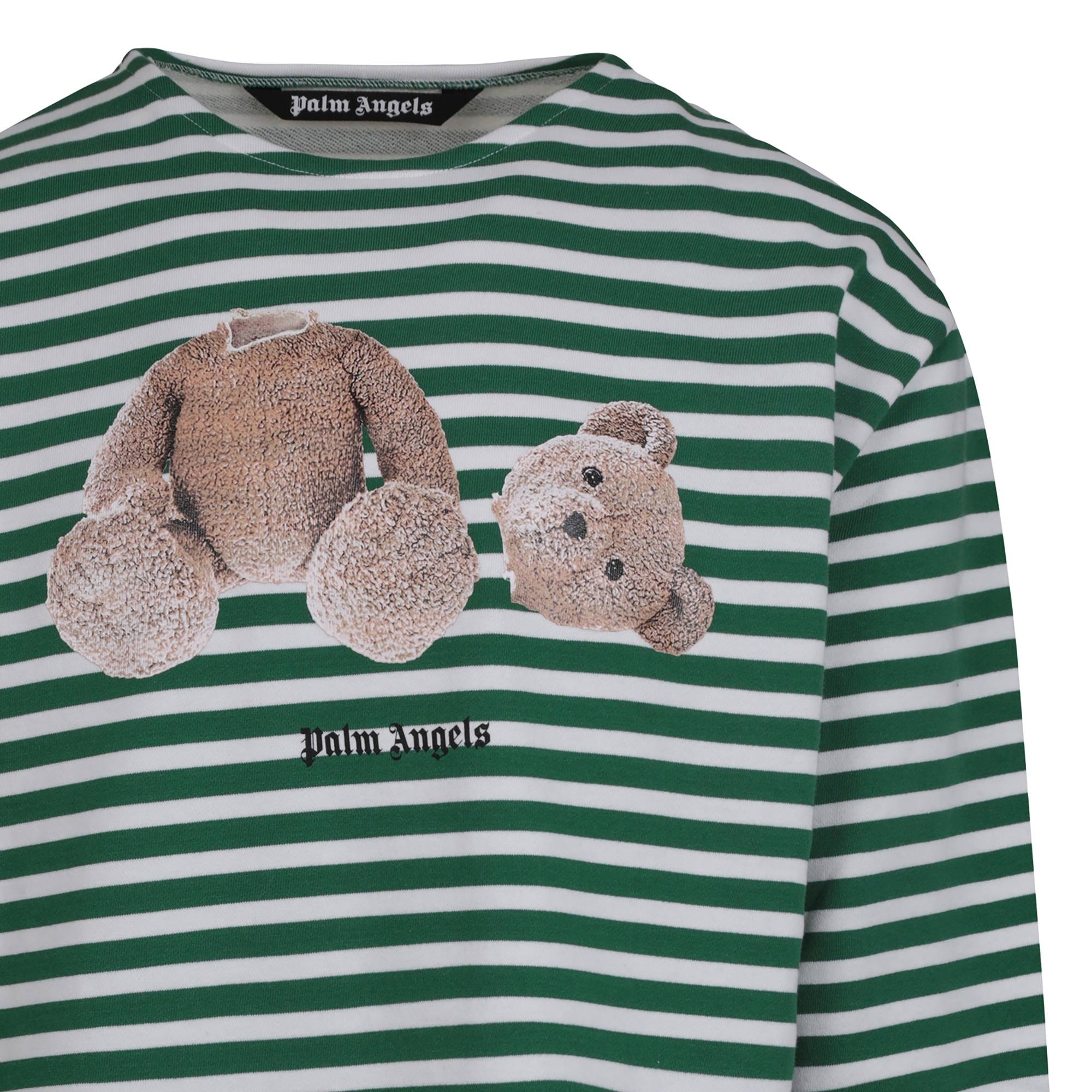 Palm Angels Bear Stripes Breton Long-SleeveTee 'Green/White' - 3