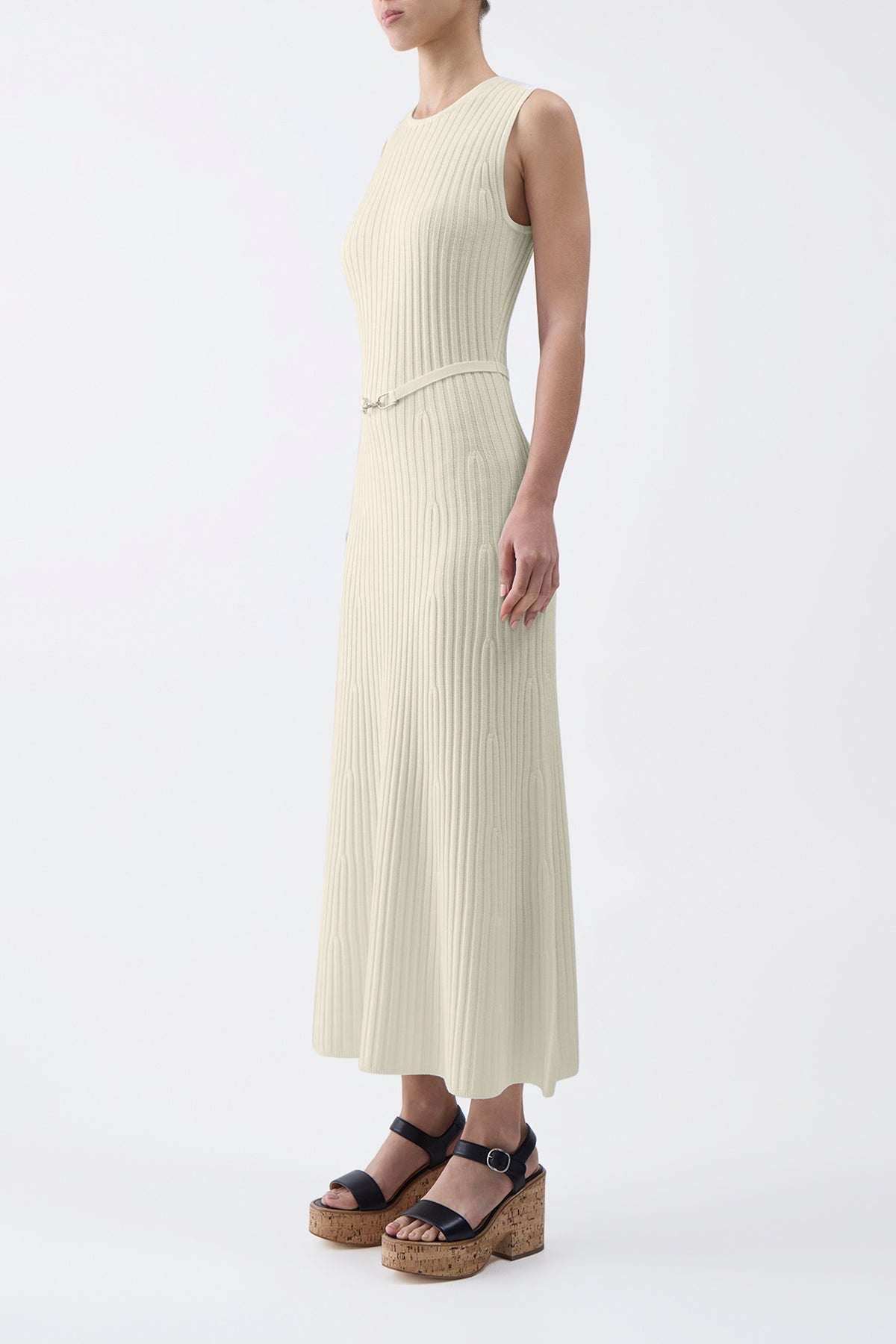 Meier Knit Dress in Ivory Merino Wool Cashmere - 3