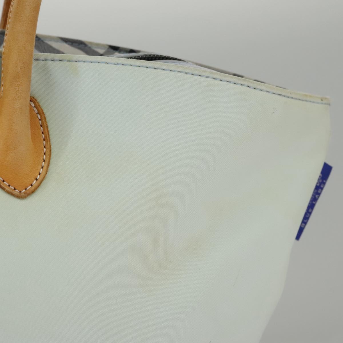 Burberry Blue Label Tote Bag Nylon Leather Light Blue Brown Silver - 5