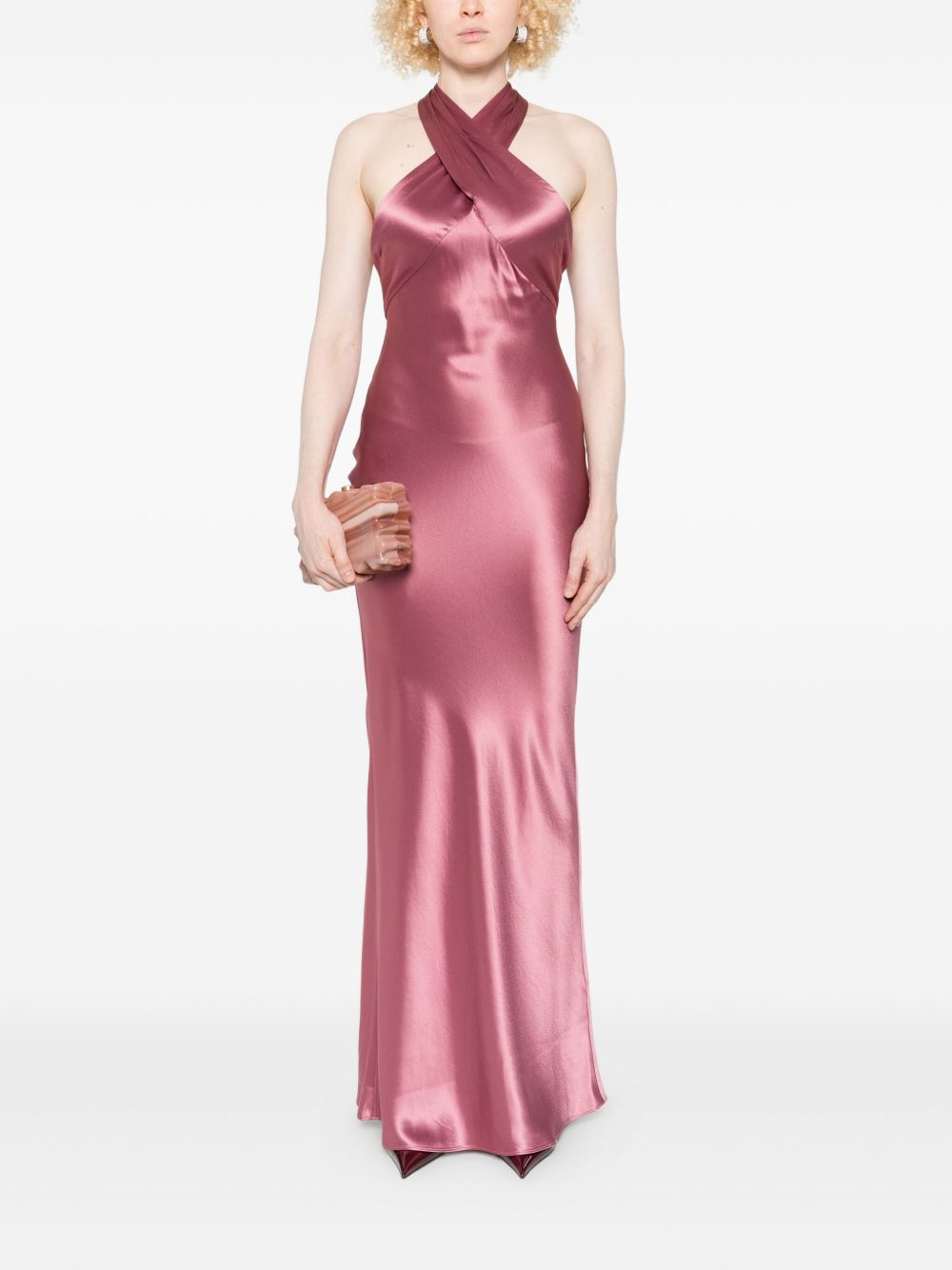 cross-front satin dress - 2