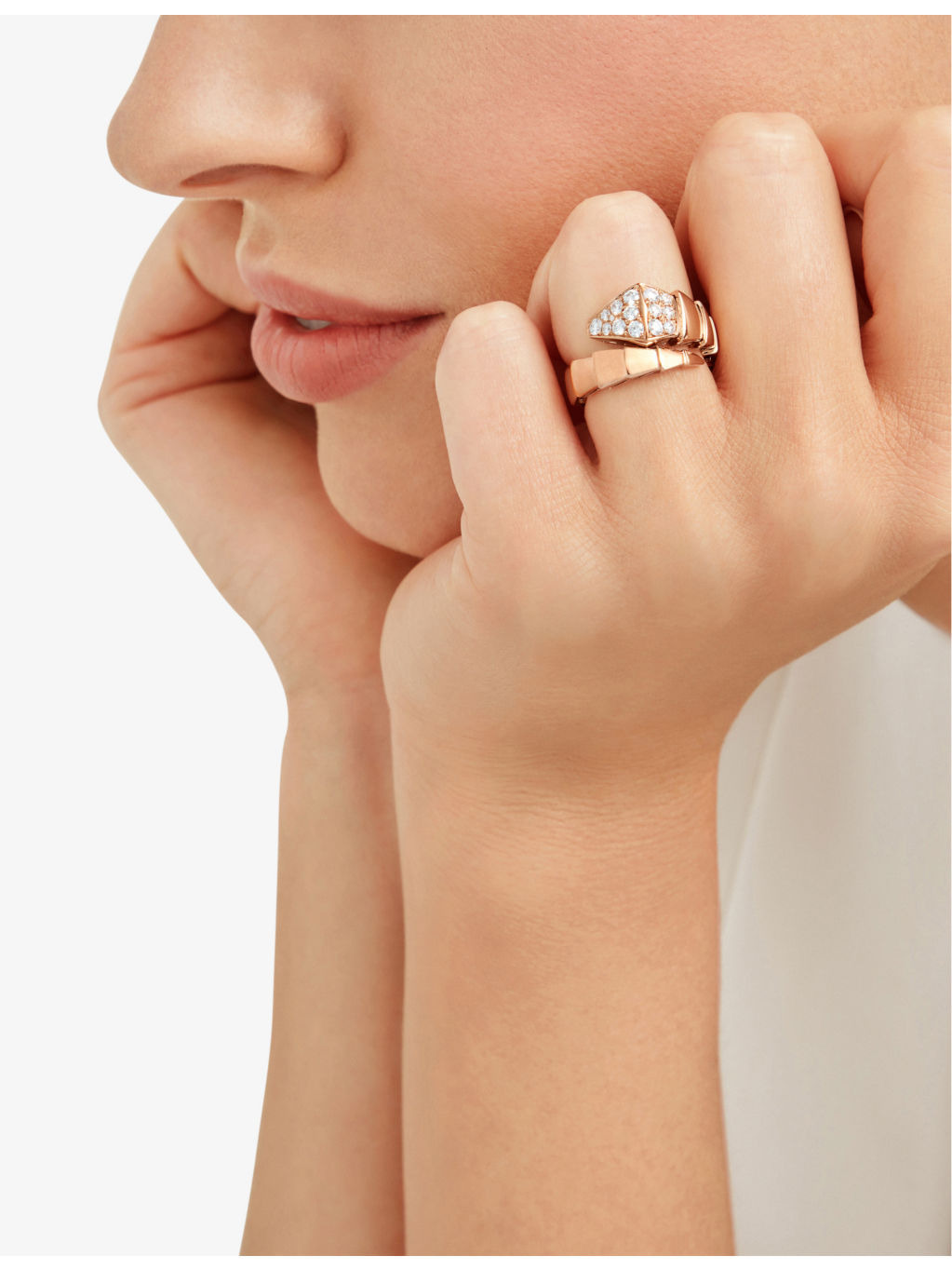 Serpenti Viper 18ct rose-gold and 0.53ct brilliant-cut diamond ring - 2