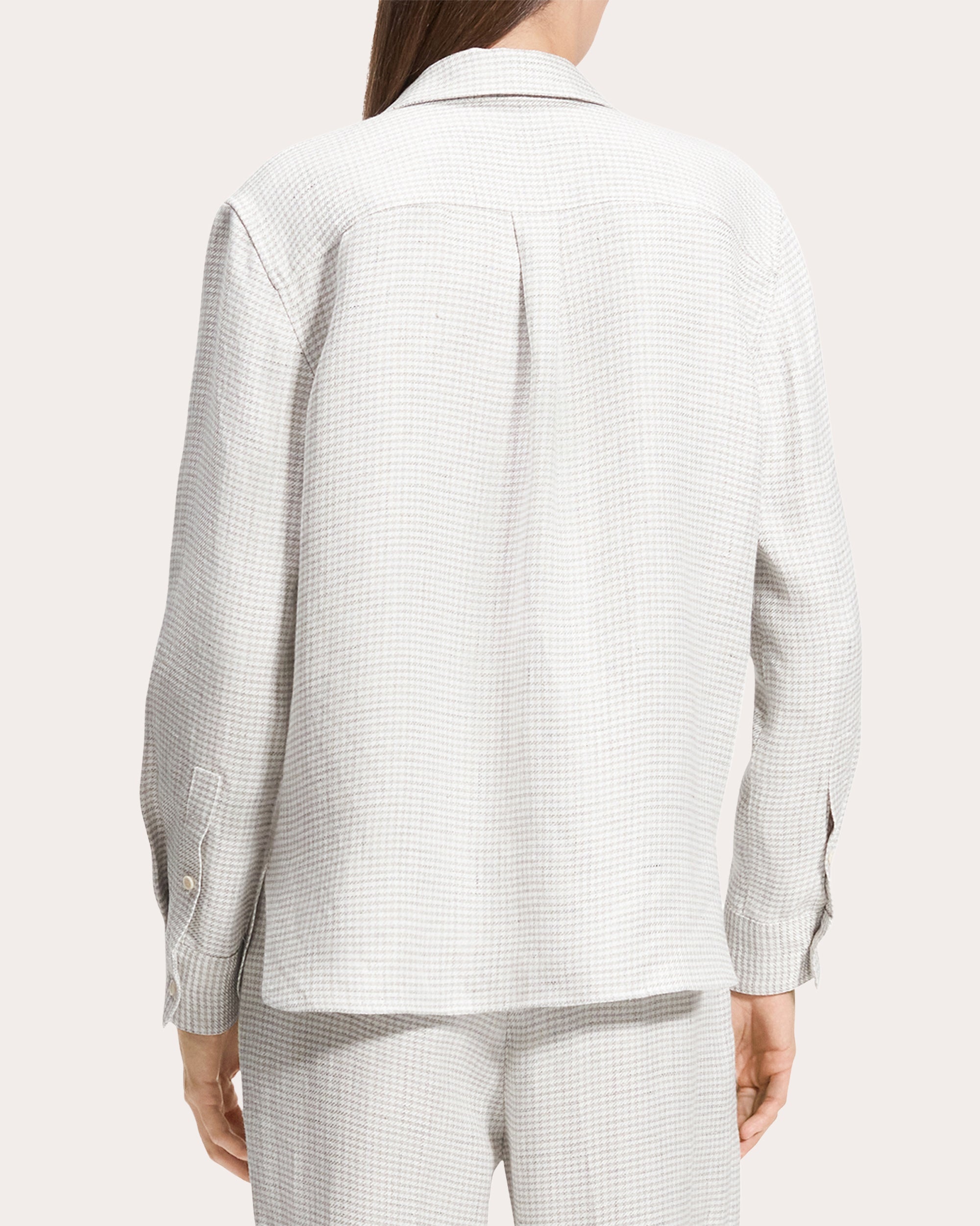 Houndstooth Linen Straight-Fit Button-Up - 3