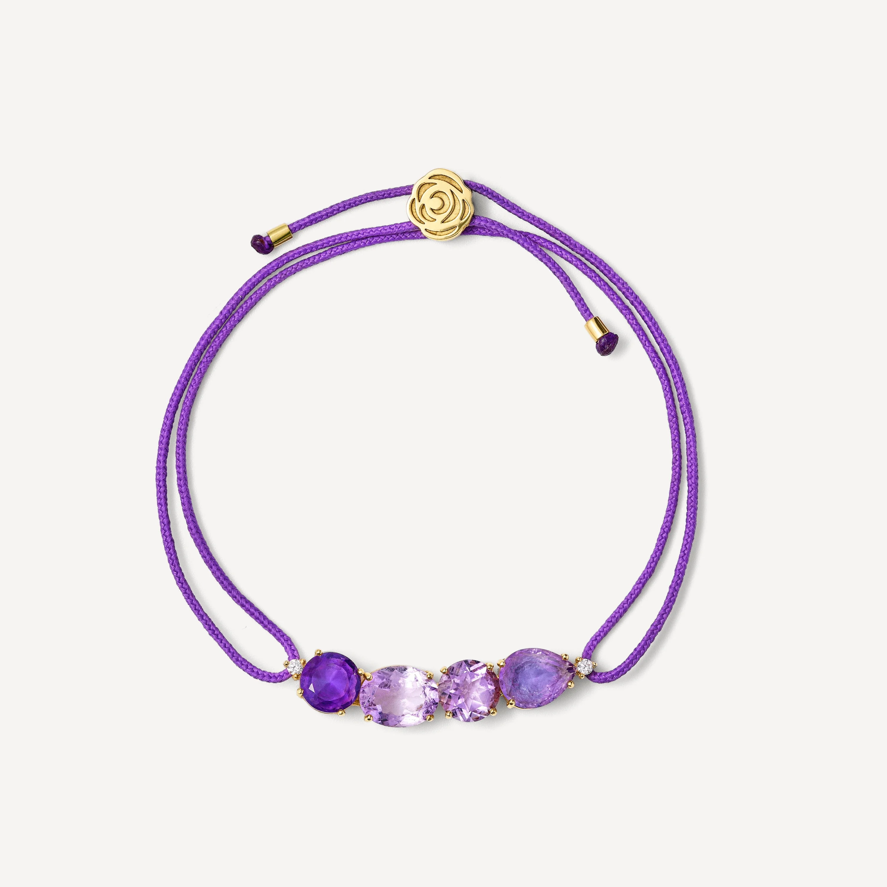 Gold Bracelet with diamonds, gemstones and purple cord TOUS ATELIER - 1