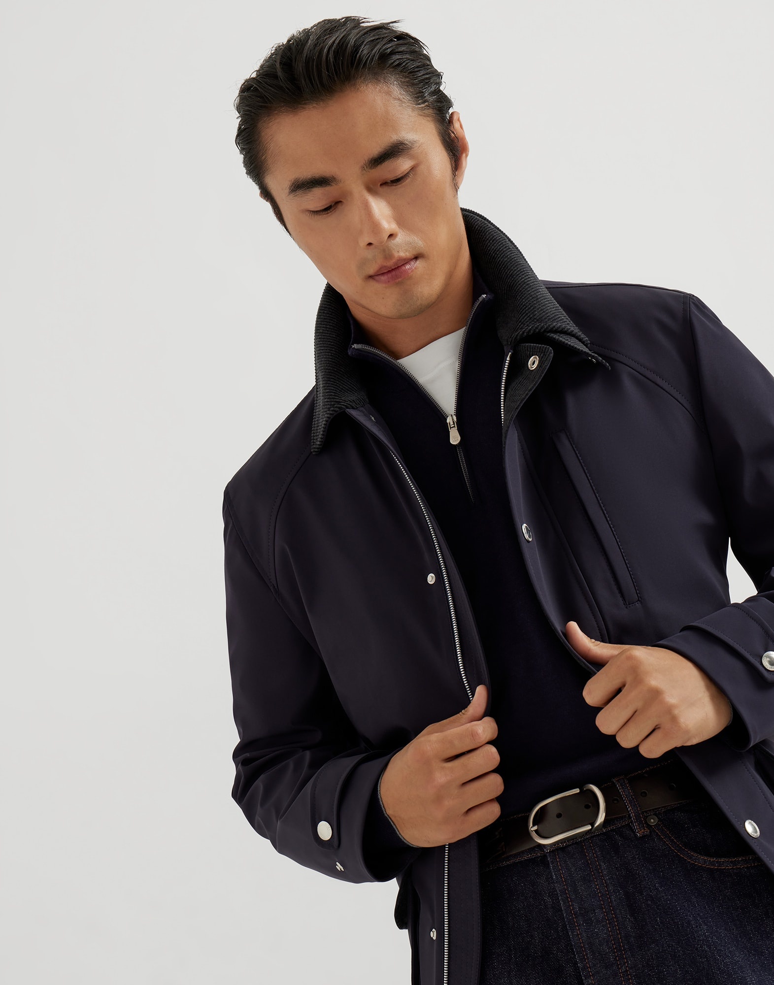 Virgin wool and cashmere lightweight sweater with half-zip - 4