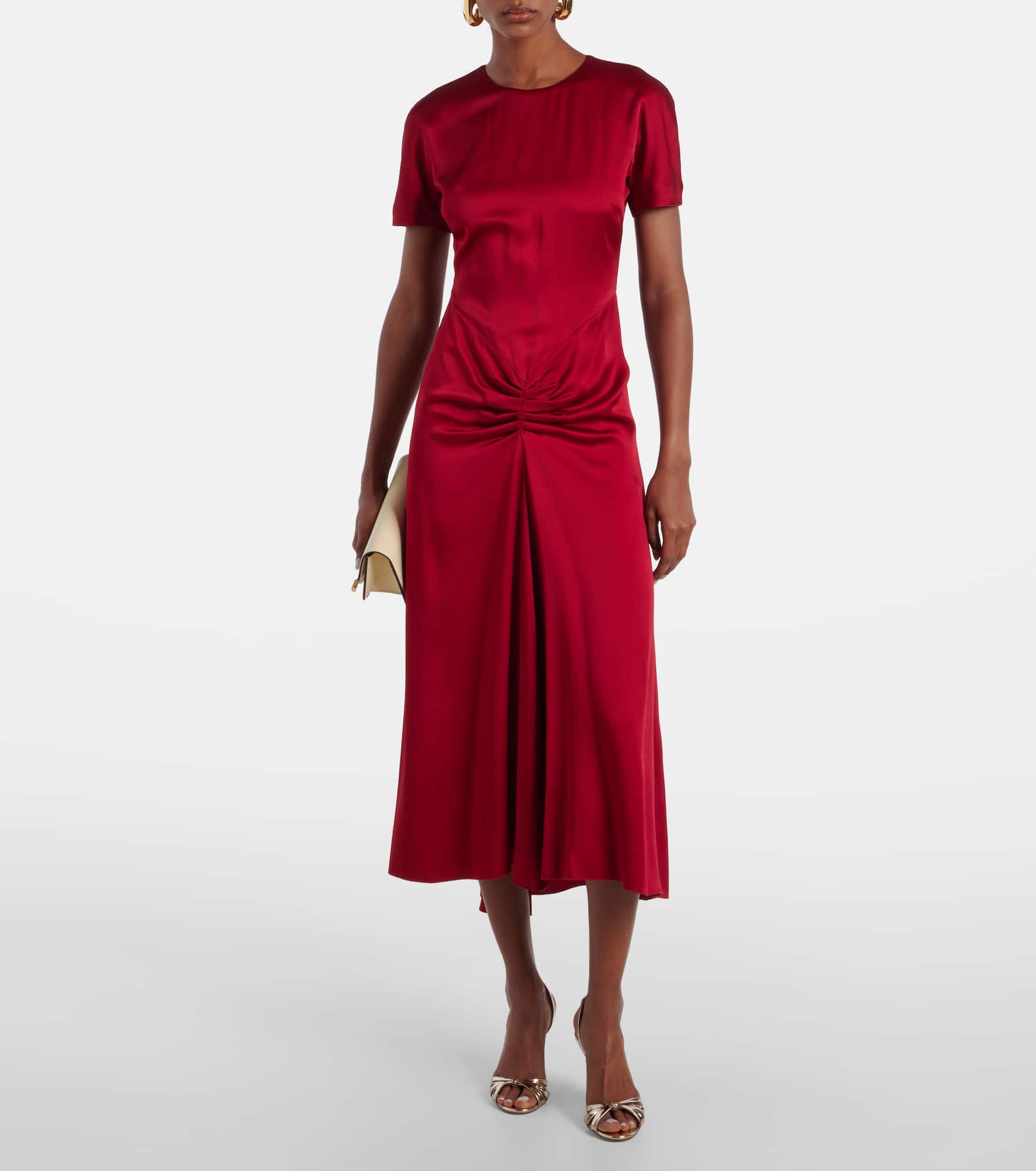 Gathered satin midi dress - 2