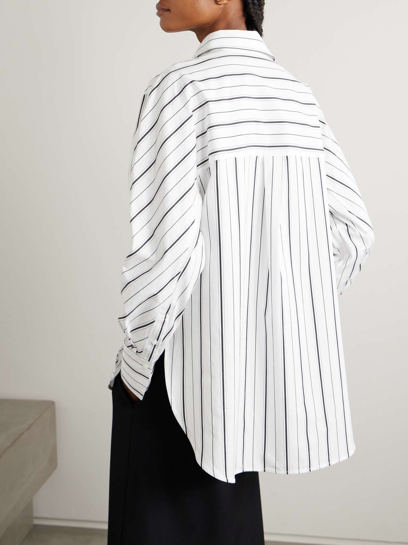 Striped cotton-poplin shirt White - 4