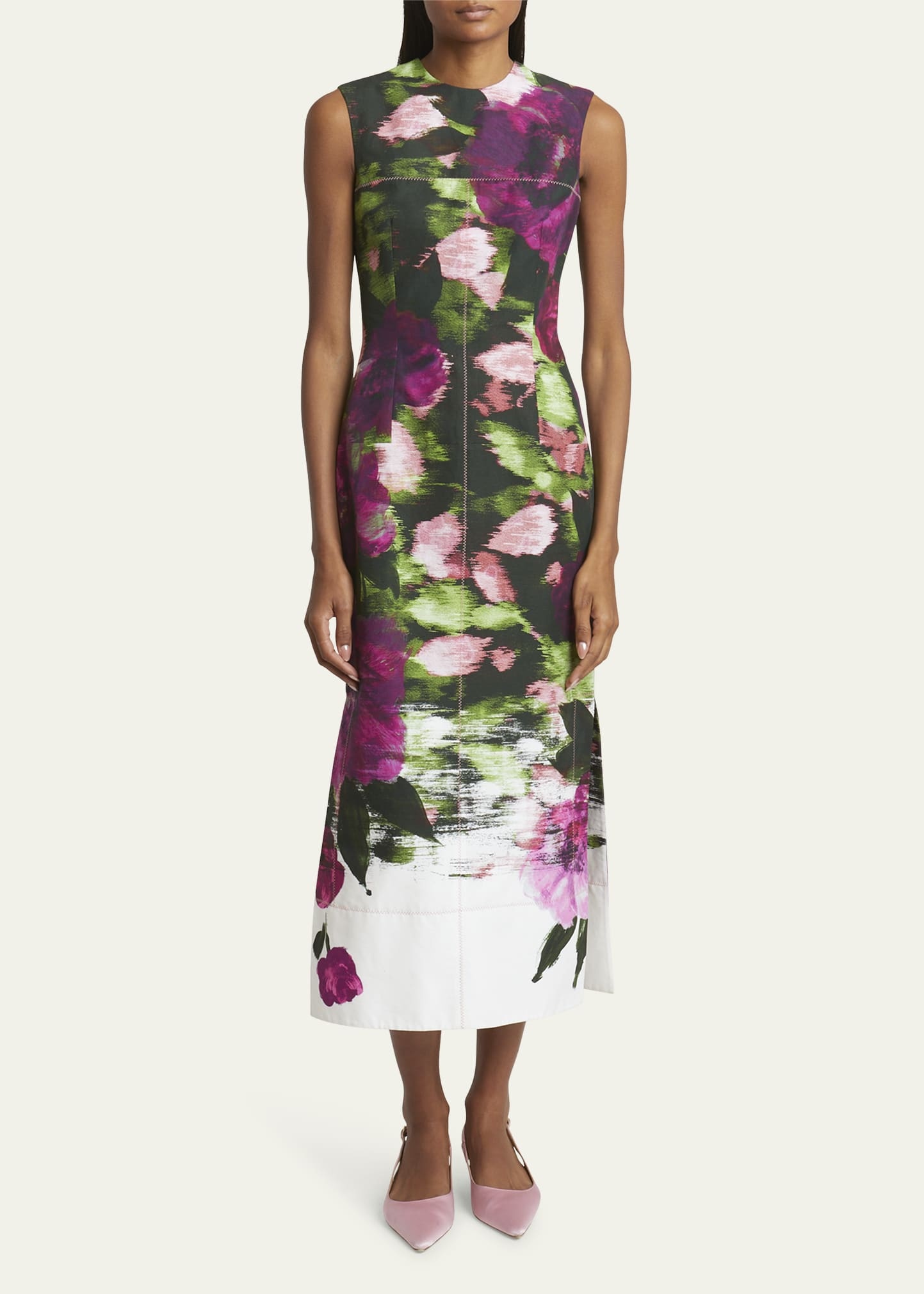 Abstract Floral Midi Pencil Dress - 2