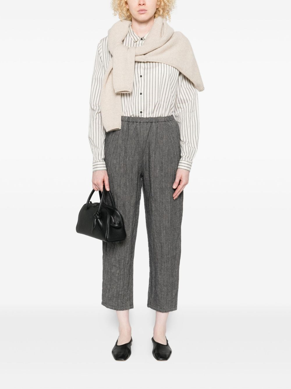 Wool and linen blend trousers - 4
