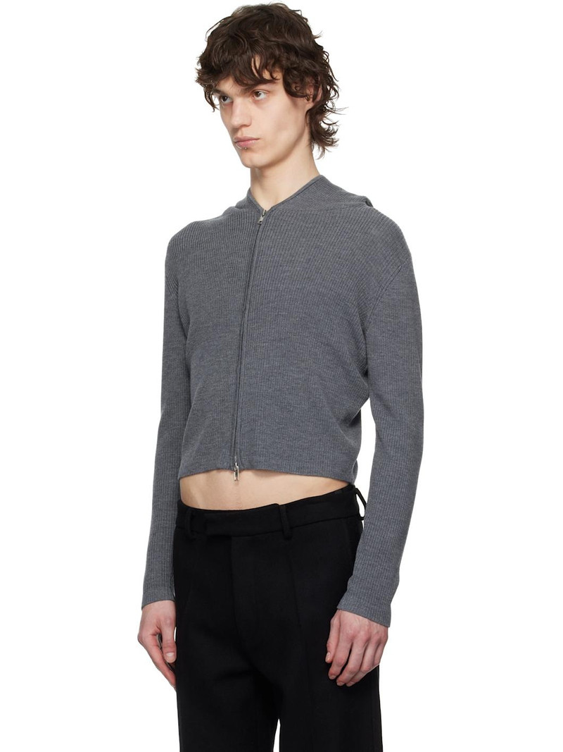 AARON ESH Gray Knitted Scarf & Hoodie Set outlook