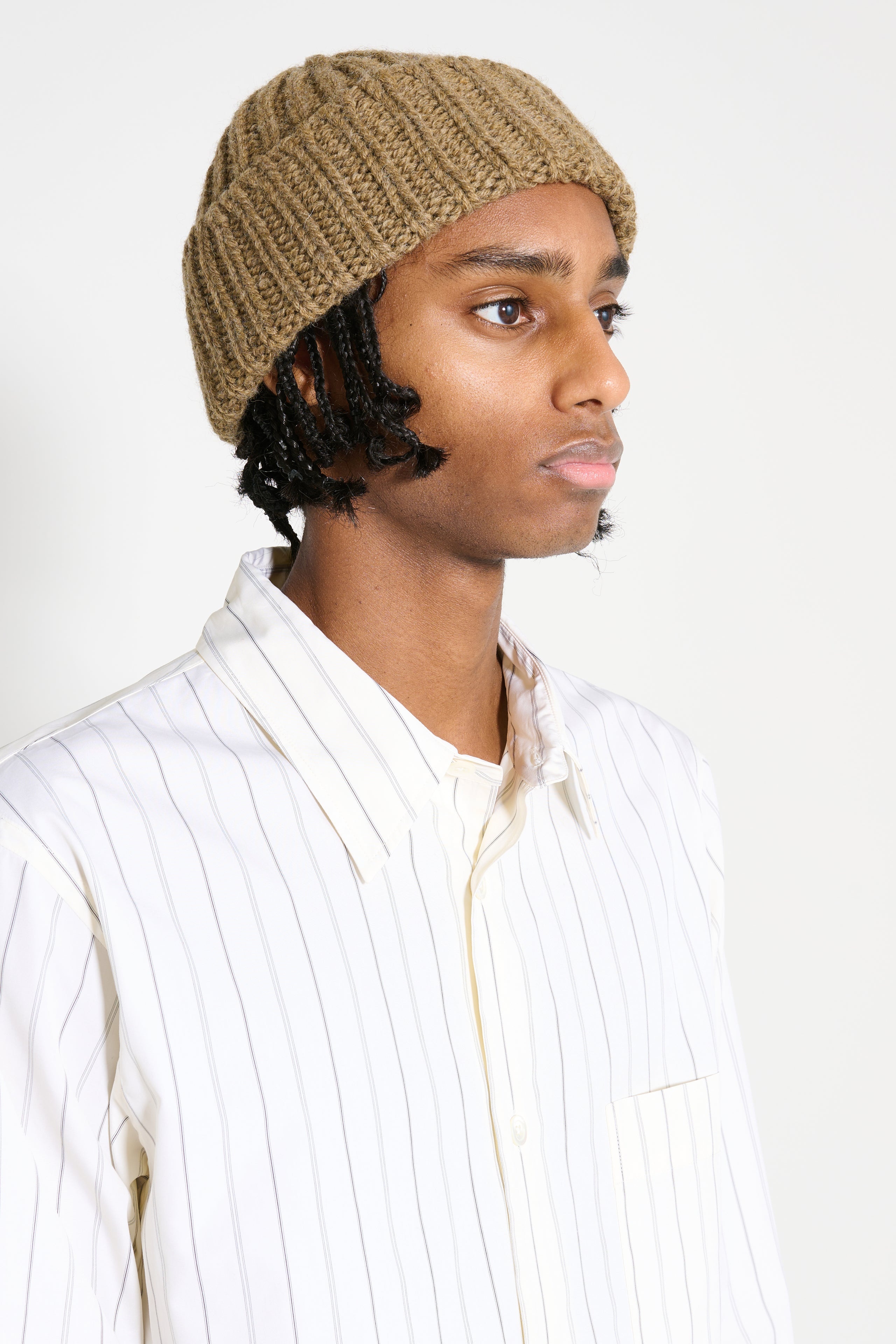 MARGARET HOWELL MHL CHUNKY RIB HAT BRITISH WOOL OLIVE - 3