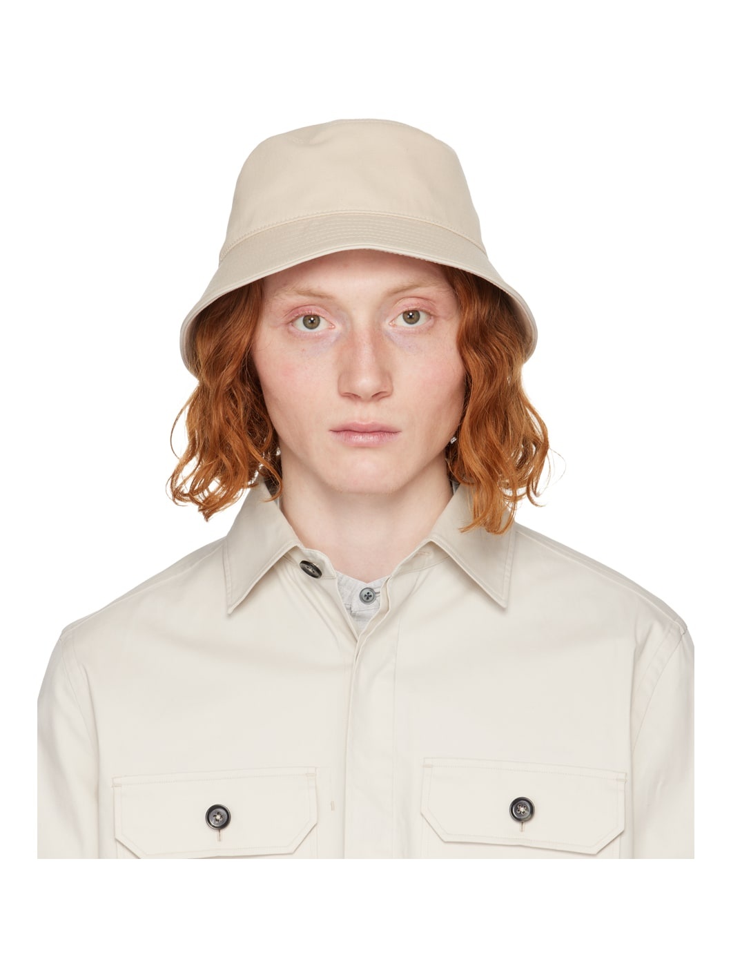 Beige 'Cotton And Wool' Bucket Hat - 1