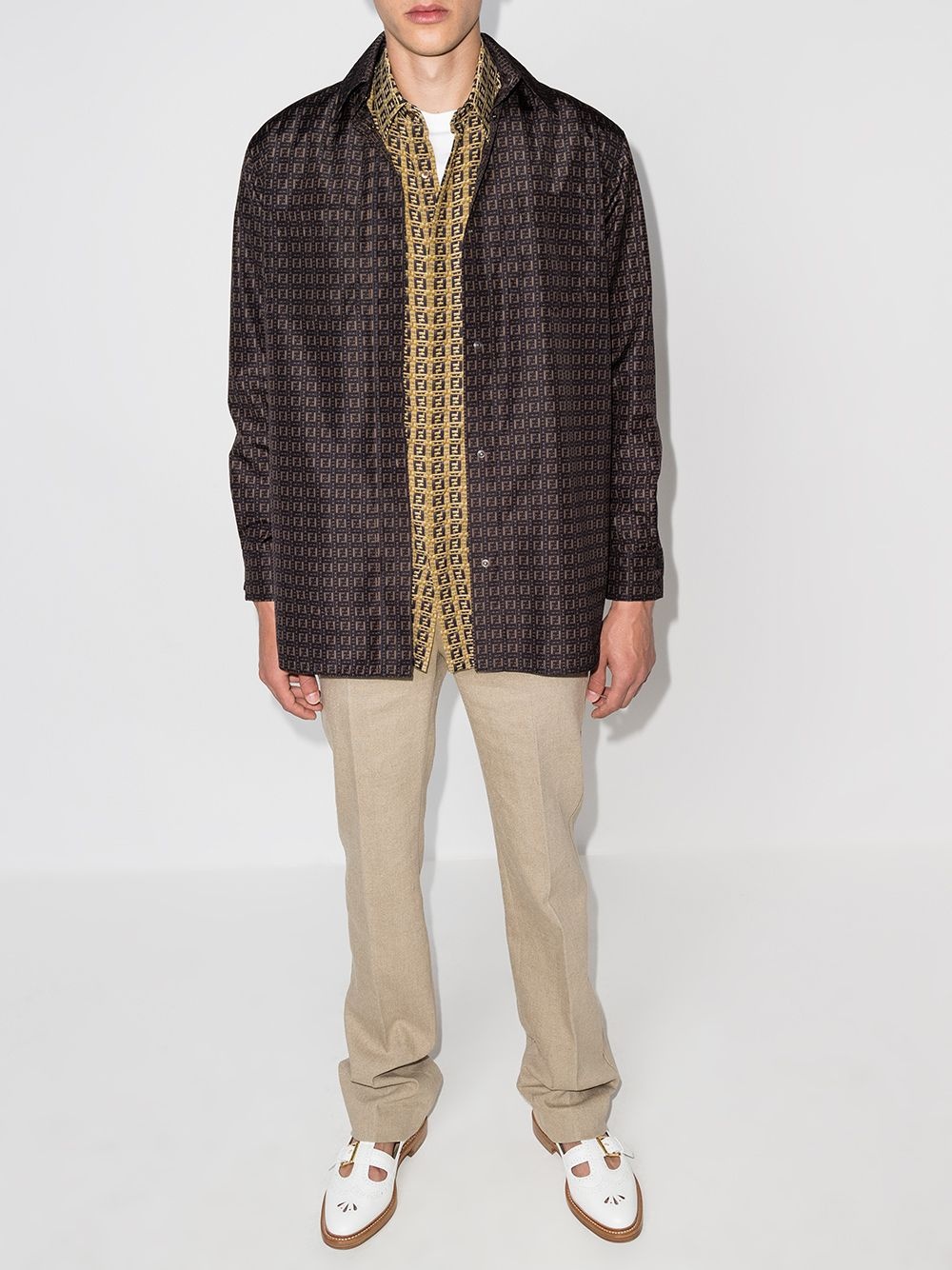 woven-effect monogram print shirt - 5