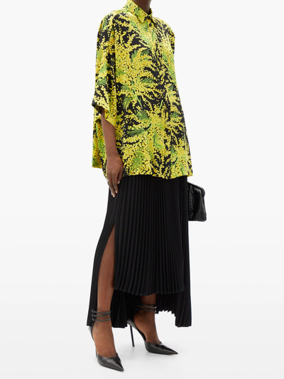 BALENCIAGA Floral-print oversized silk-faille shirt outlook