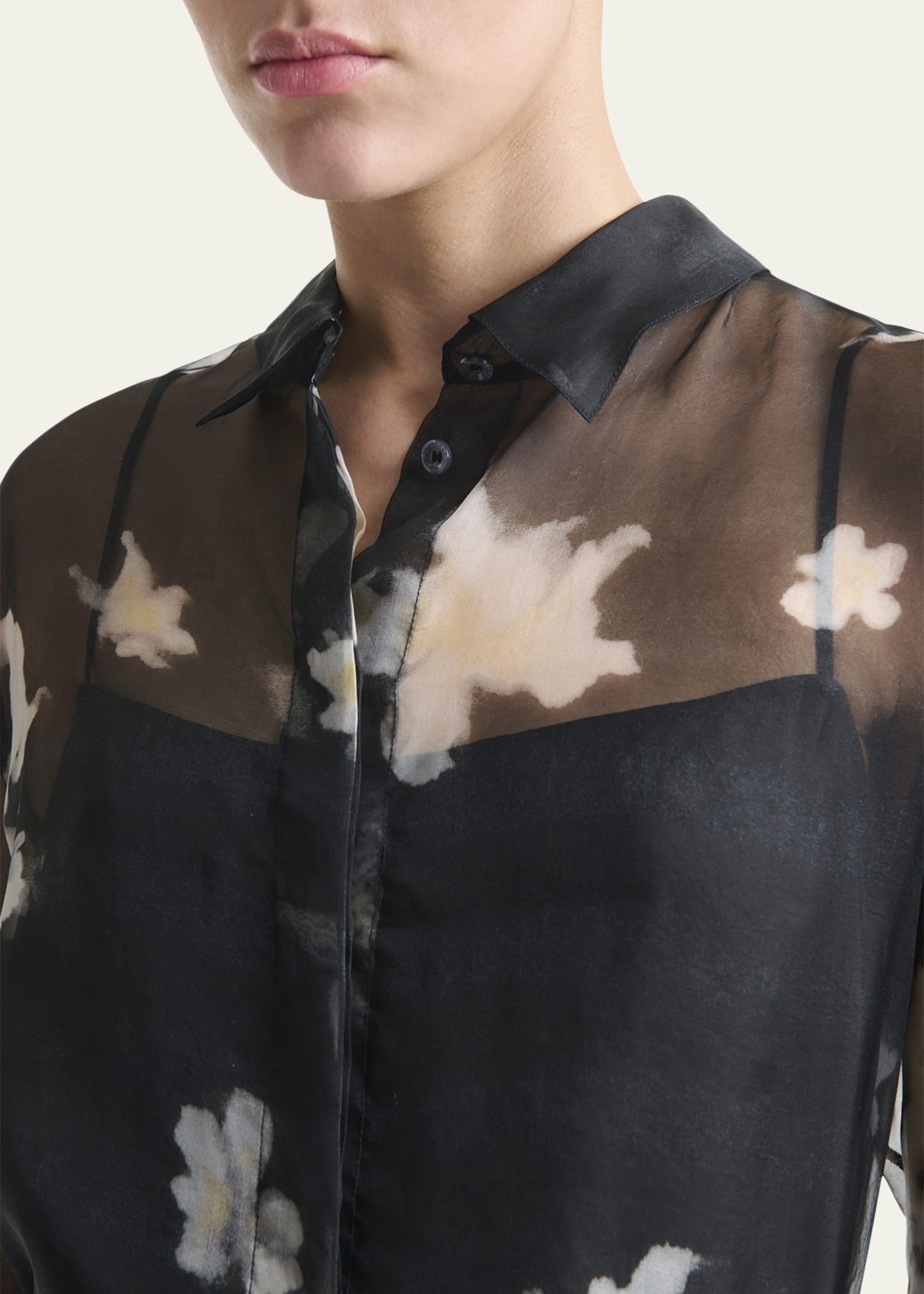 Chika Floral Silk Button-Down Top - 5