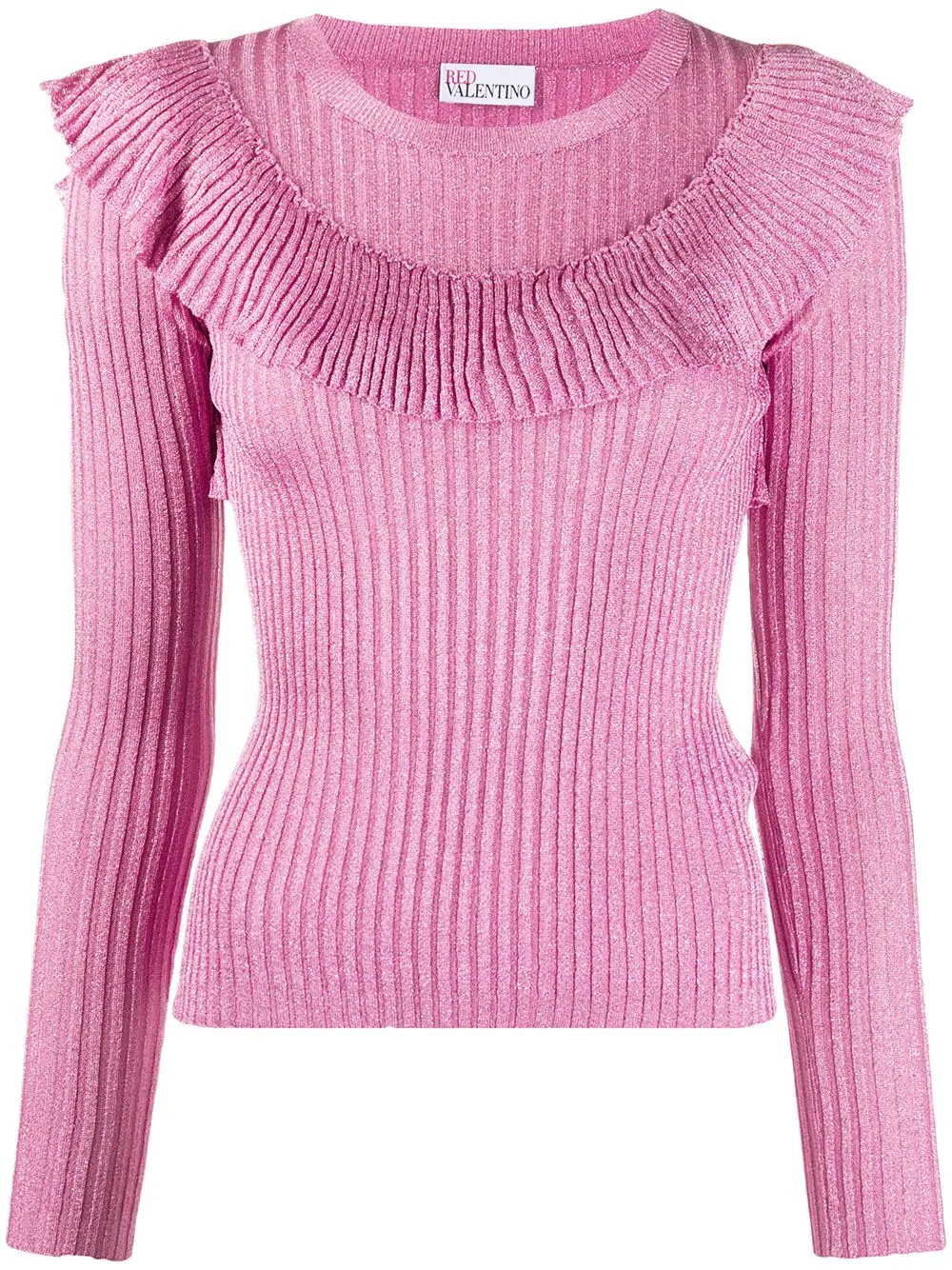 ruffle detail knitted jumper - 1