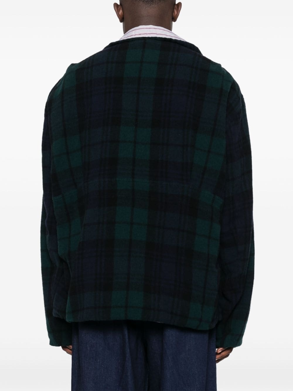checked reversible wool jacket - 4