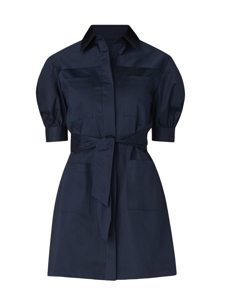 Women's Vince Cotton Sateen Tie-Waist Shirtdress - Navy 1
