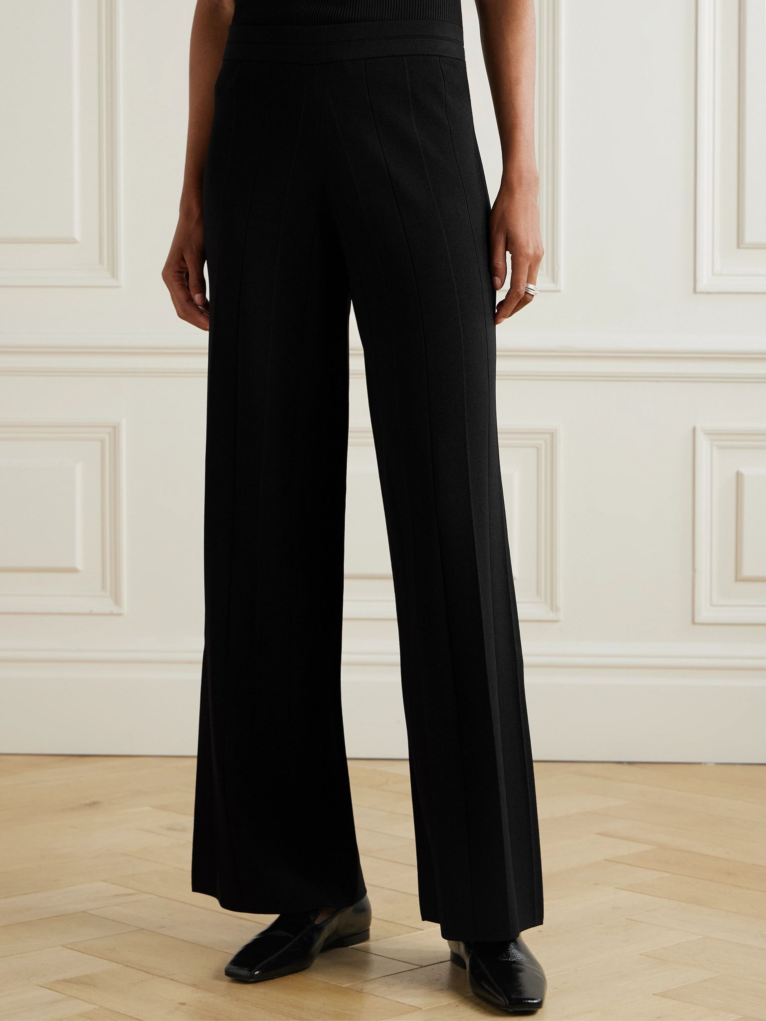 Lama ribbed jersey wide-leg pants Black - 3