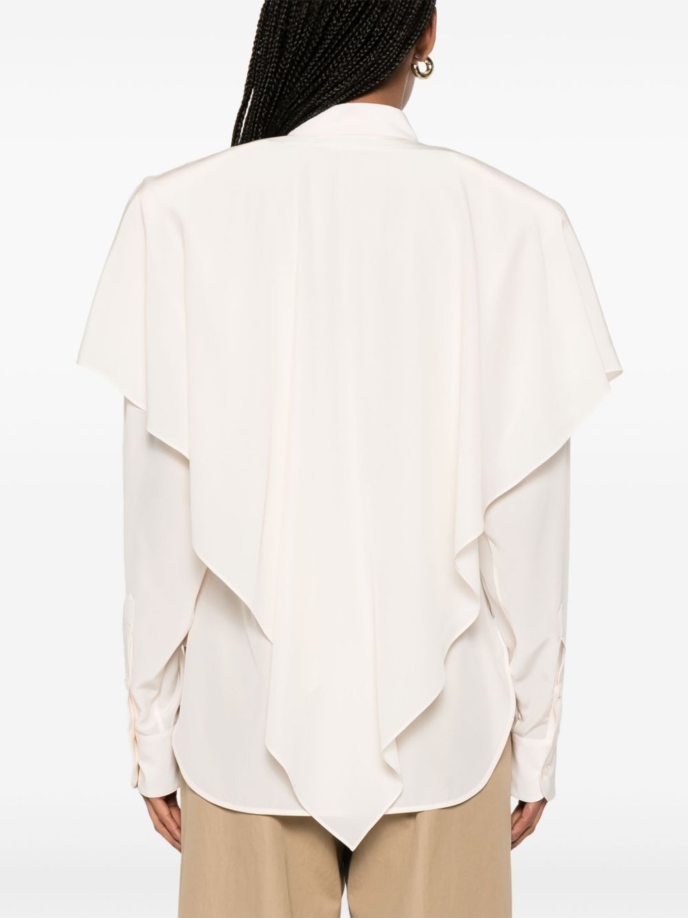 layered-panel semi-sheer shirt - 4
