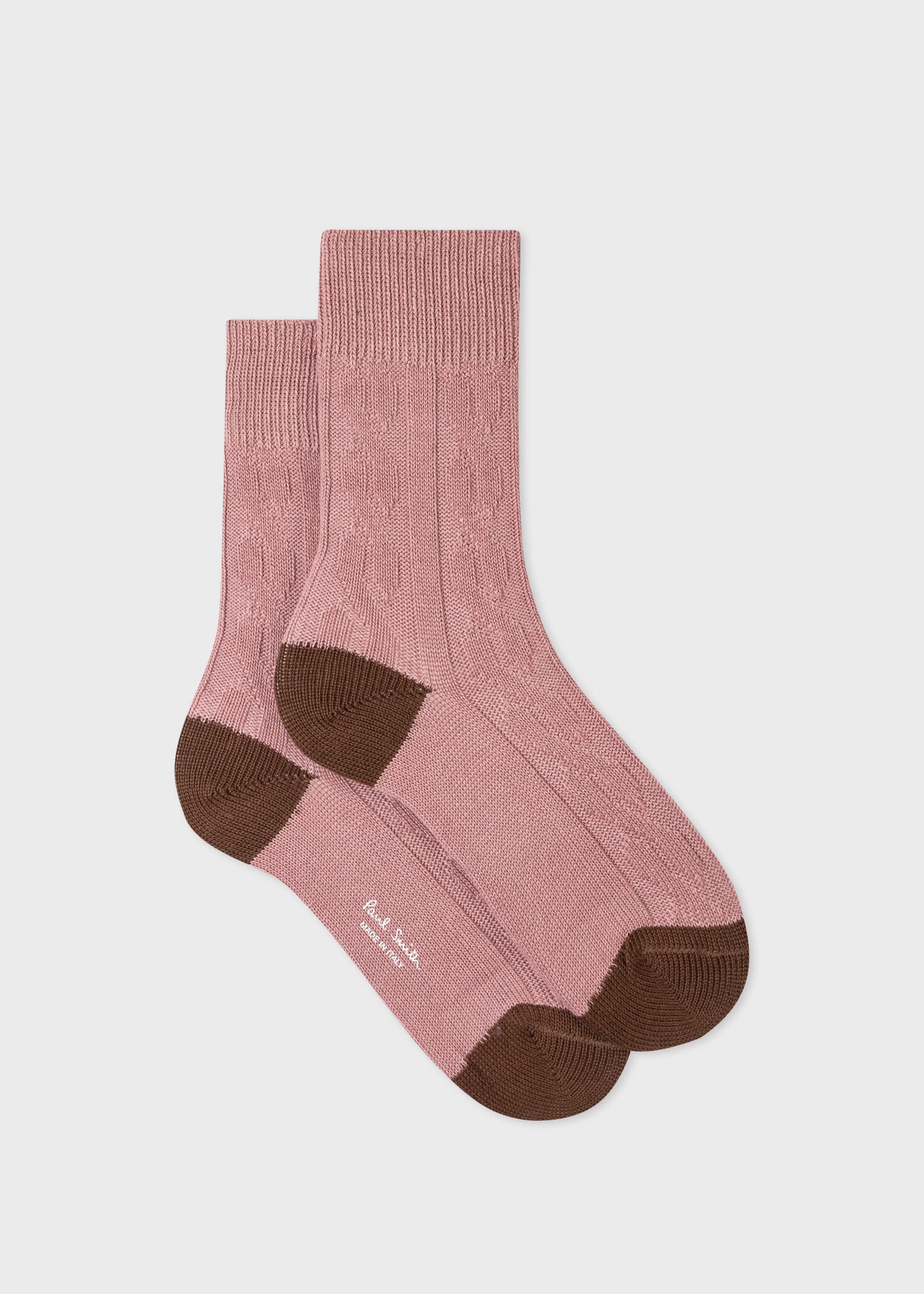 Pink Cable Knit Cashmere Blend Socks - 1