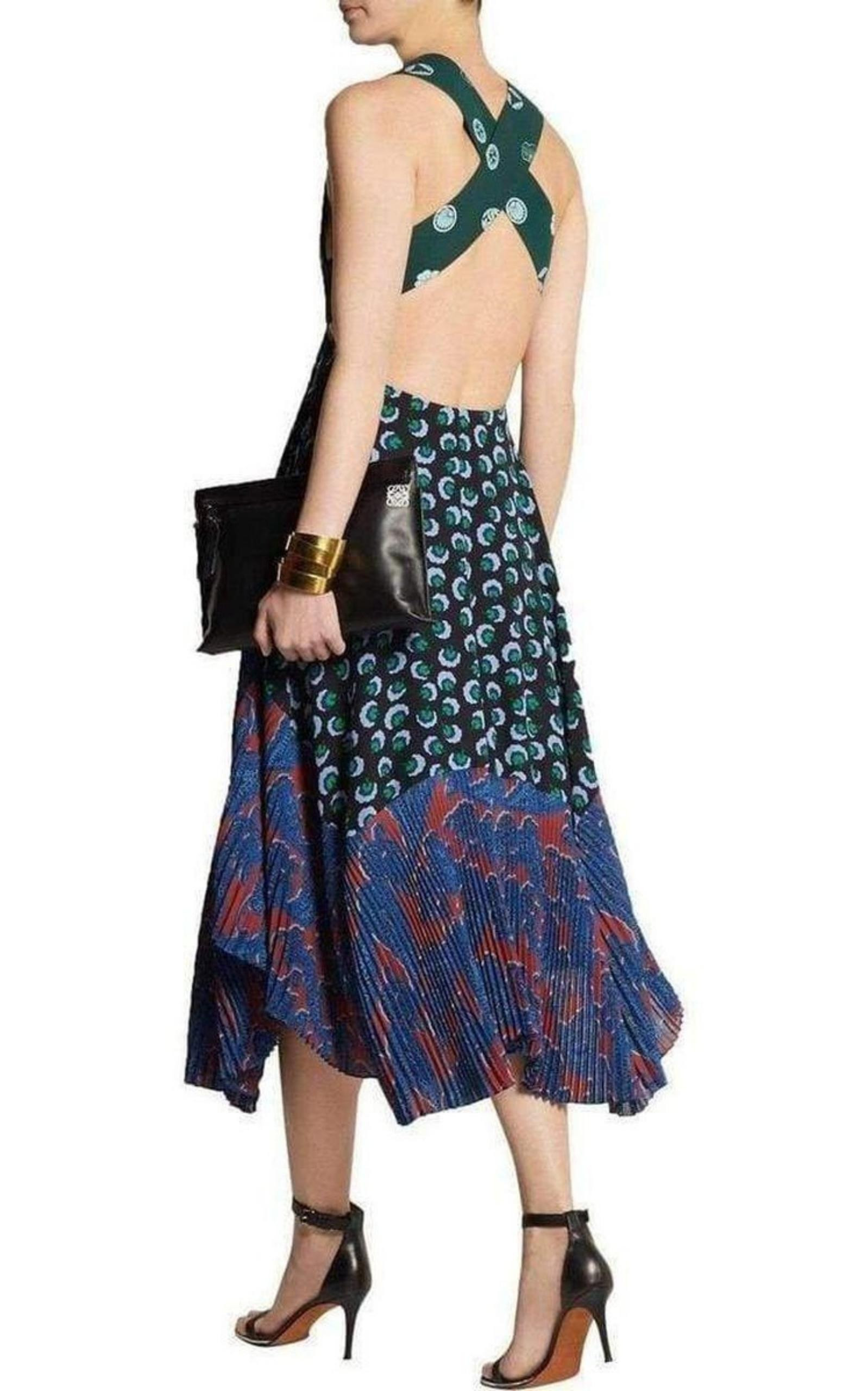 Caroline asymmetric printed silk and crepe dress - 5