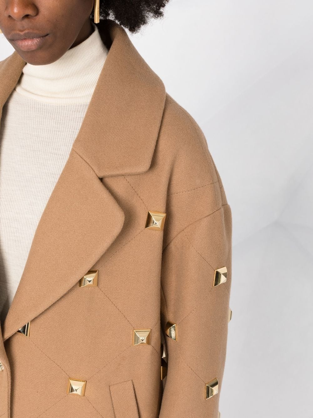stud-detailed button-front coat - 3