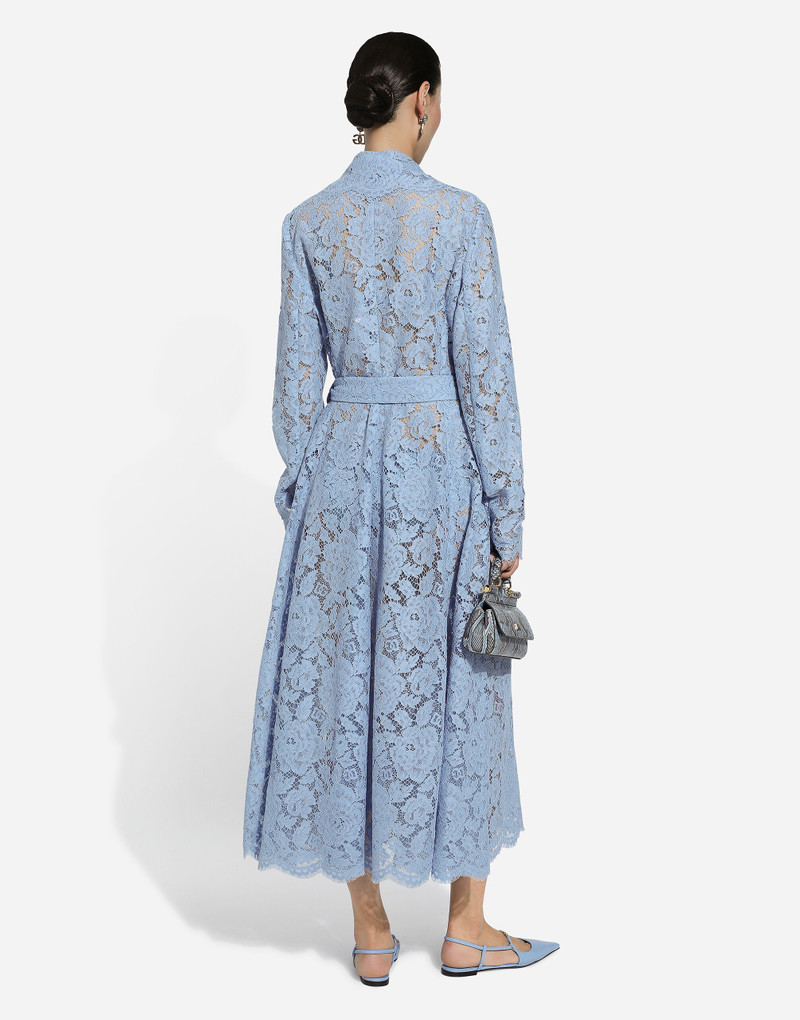 Floral cordonetto lace trench coat with DG logo 3
