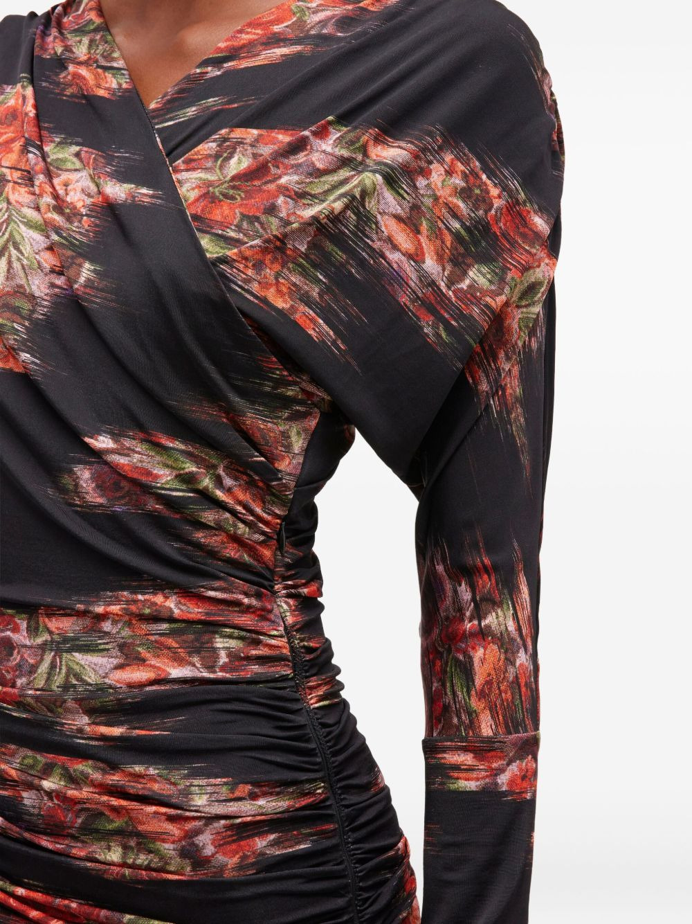 floral-print ruched midi dress - 4