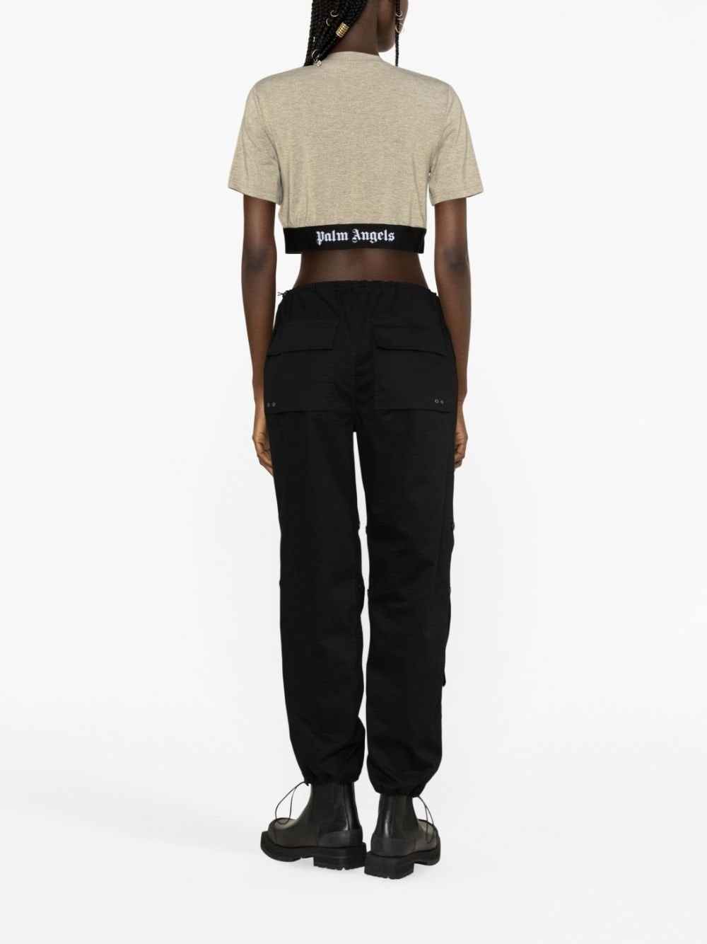 logo-tape cropped T-shirt - 3