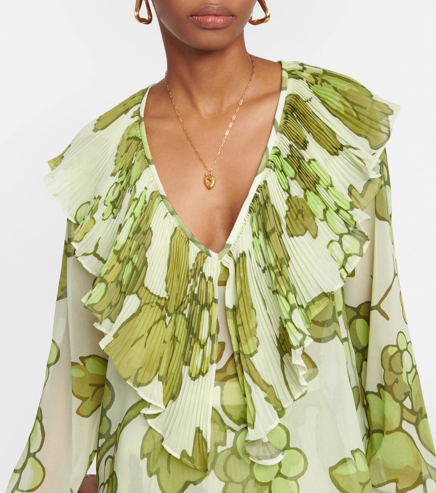 Printed ruffle-embellished top - 4