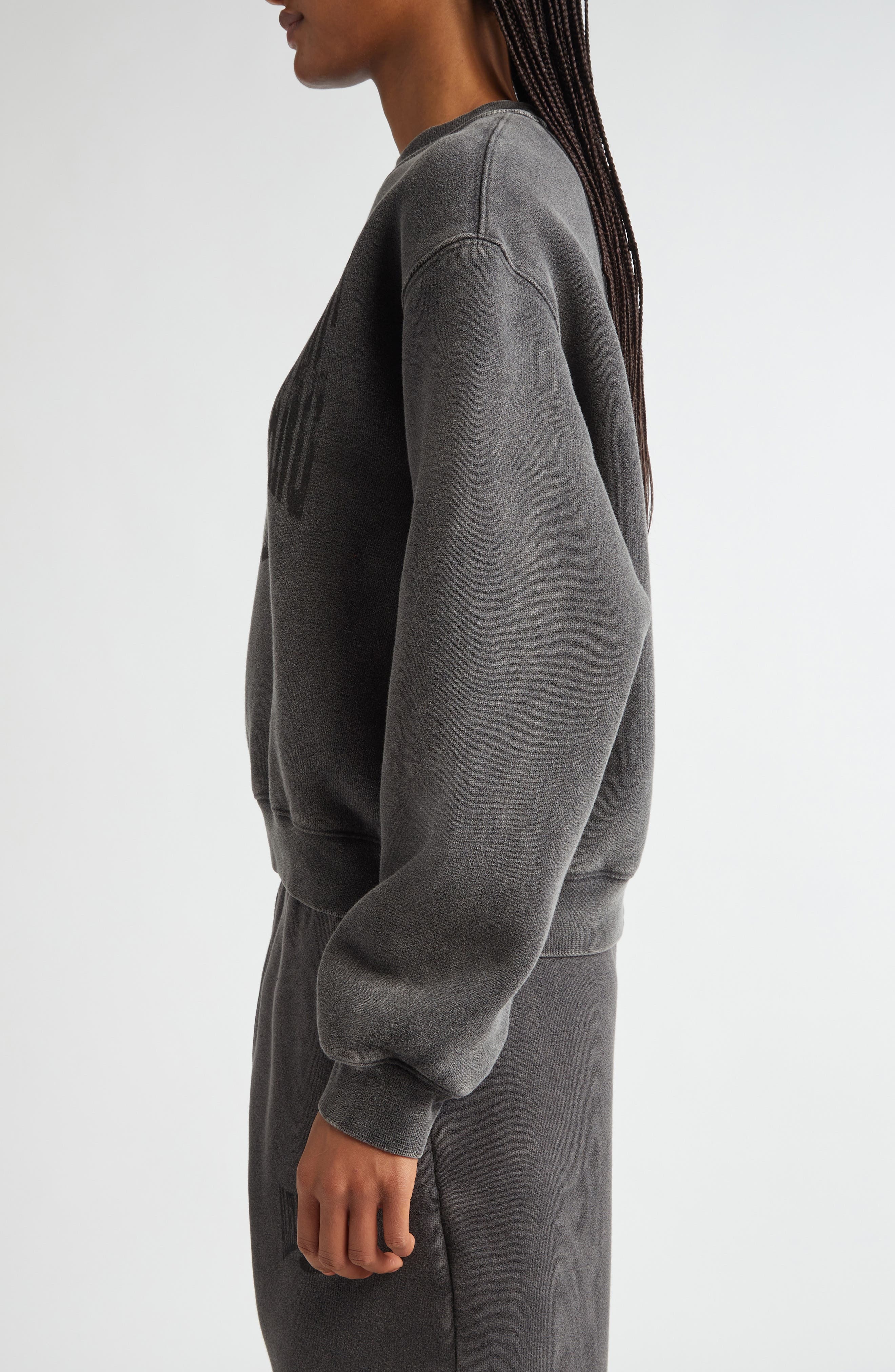 Alexander Wang Logo Graphic Crewneck Sweatshirt in Faded Black at Nordstrom - 4