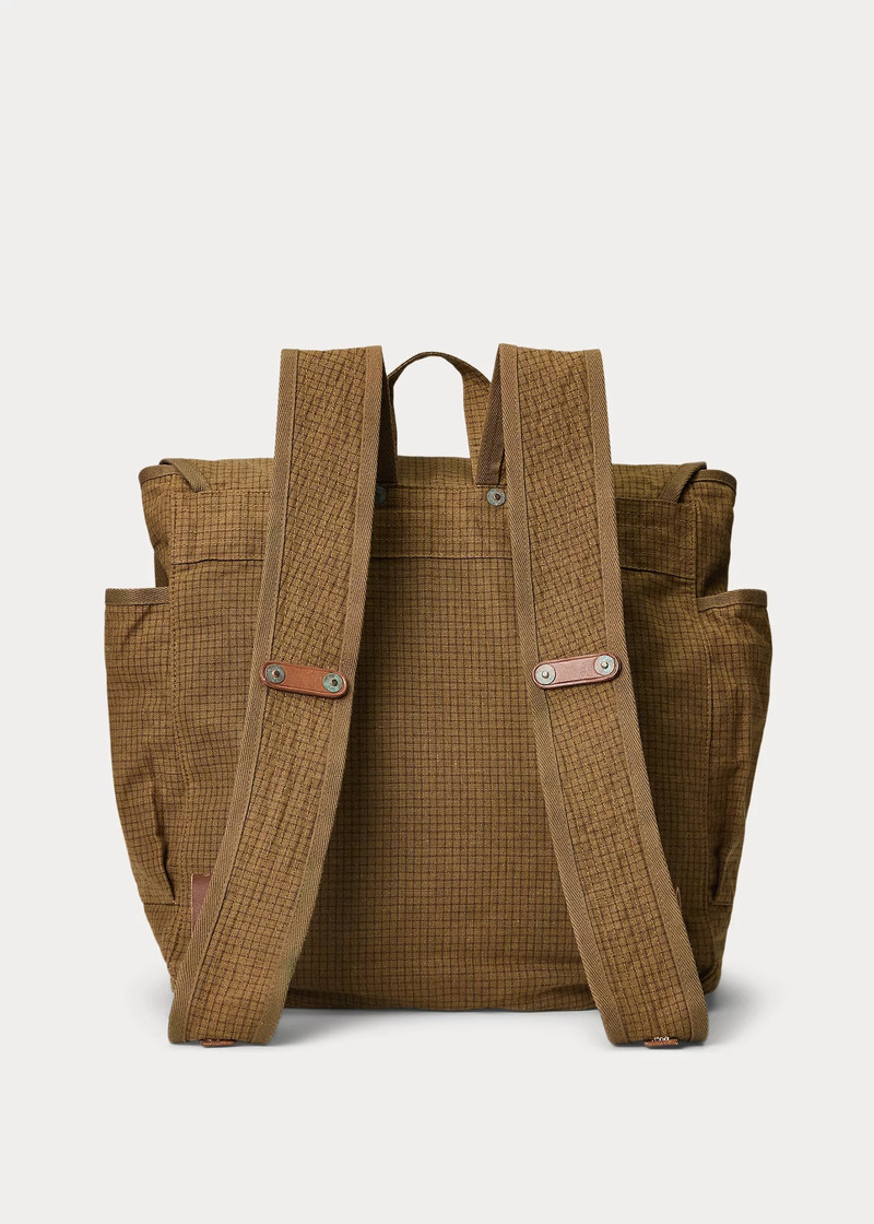 Leather-Trim Oilcloth Backpack 3