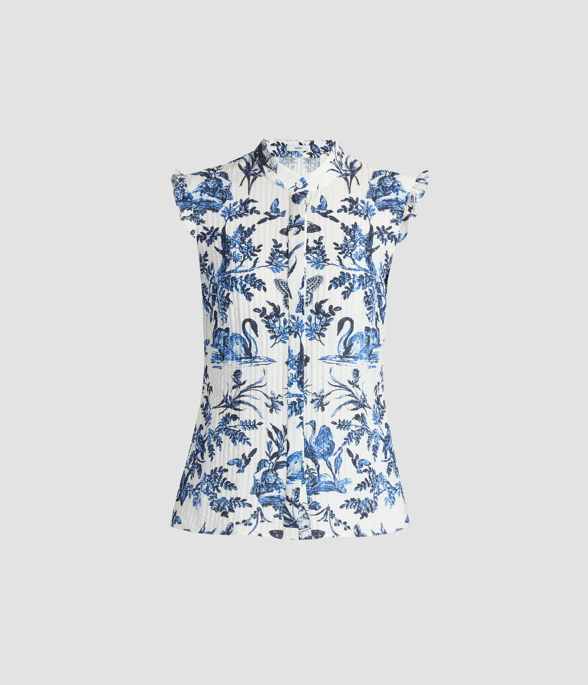 CRINKLED JACQUARD SLEEVELESS SHIRT - 1