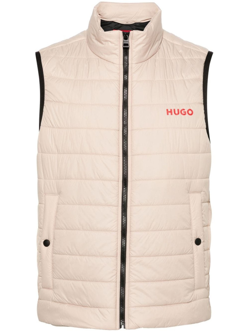 logo-print quilted gilet 1