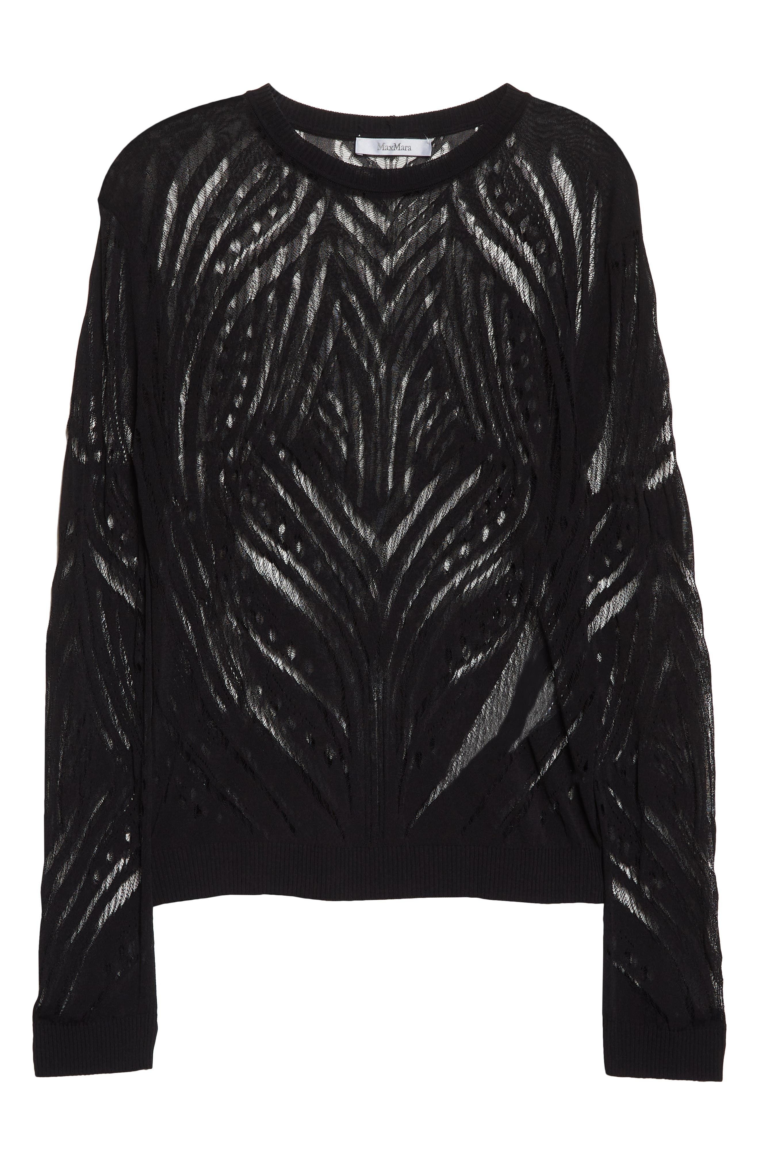 Max Mara Limone Directional Stripe Sheer Sweater in Black at Nordstrom, Size Small - 6