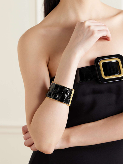 TOM FORD Solar gold-tone and croc-effect leather cuff outlook