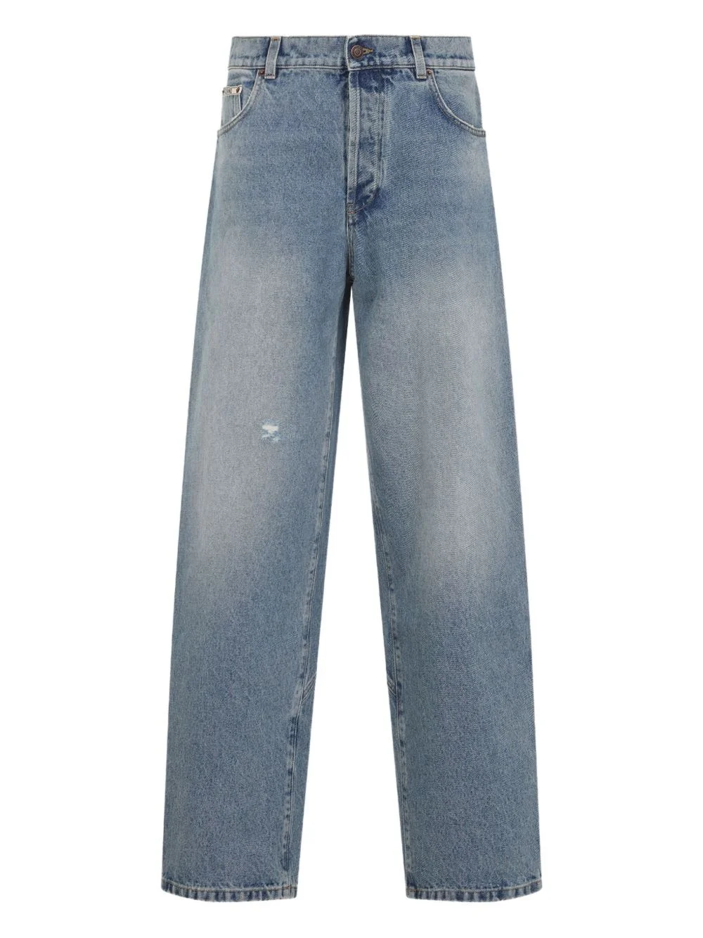distressed straight-leg jeans - 1