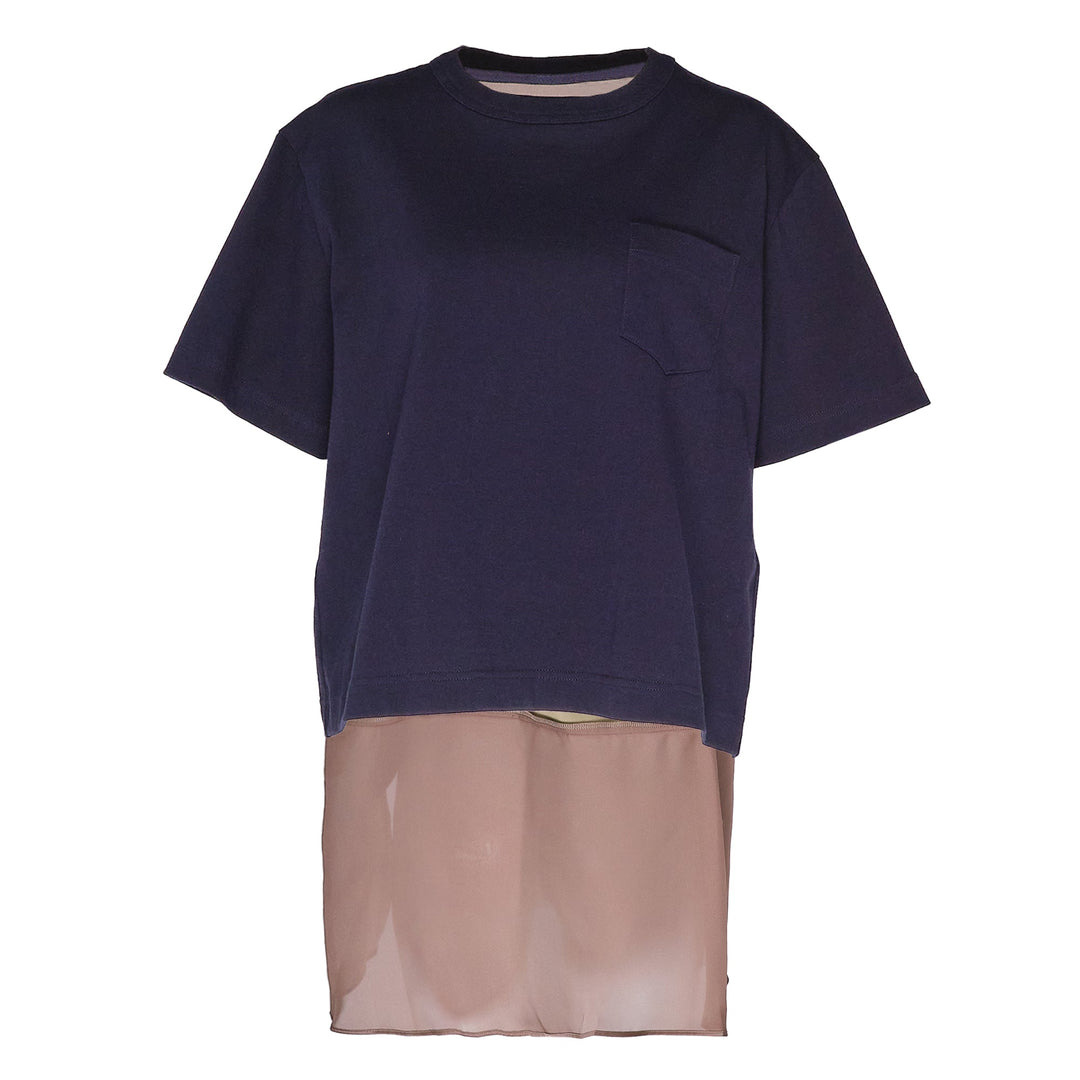 Nylon Twill Mix Cotton Jersey Tee - 1