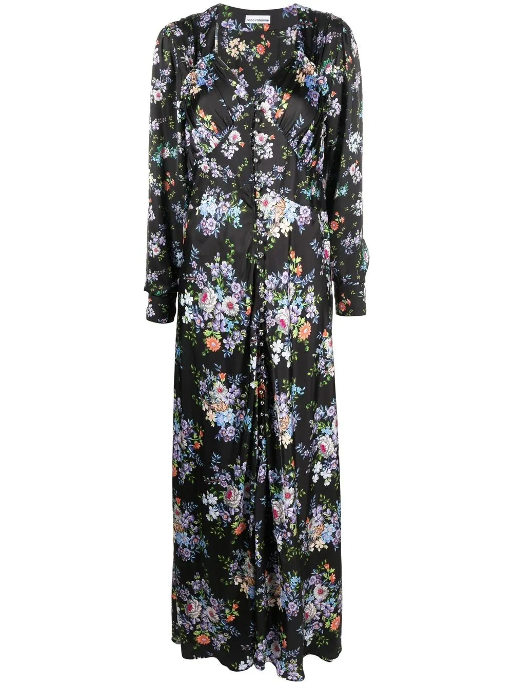 floral print long-sleeve maxi dress - 1