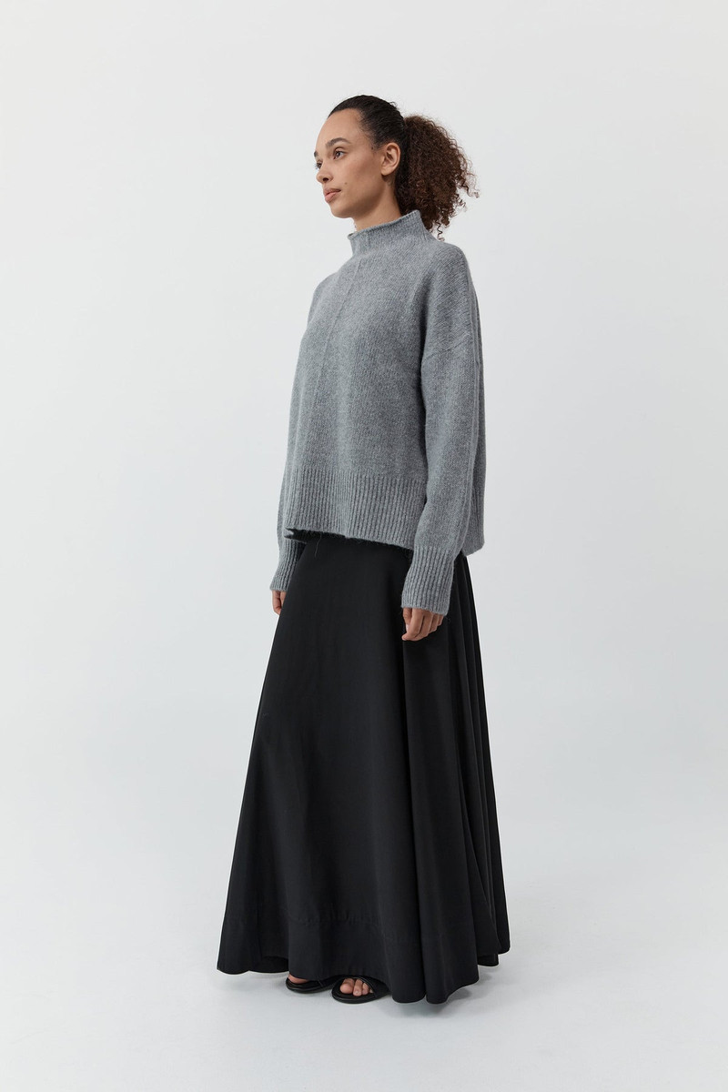 Wool Blend Mock Neck Sweater - Concrete 6