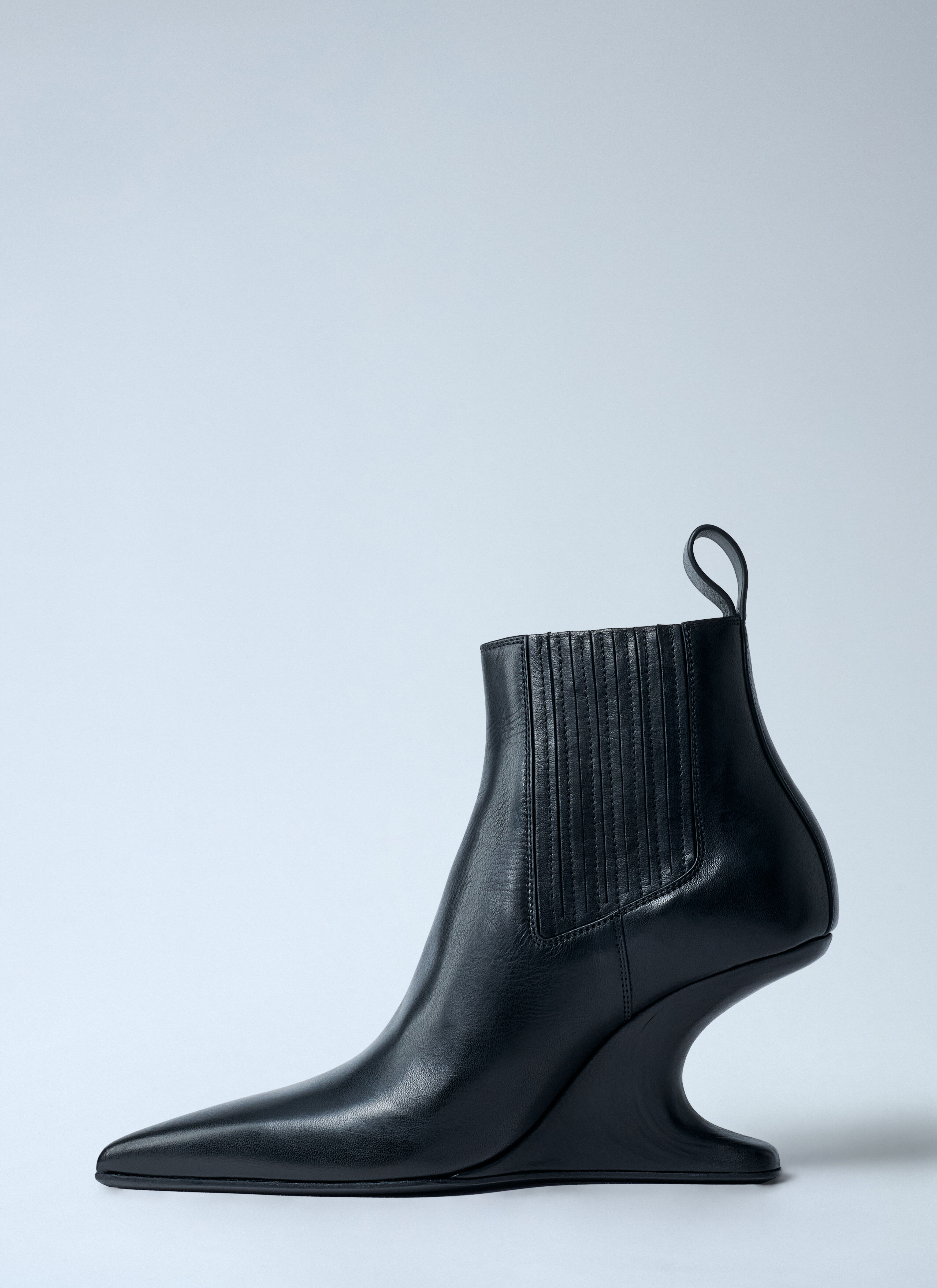 Leather Wedge Ankle Boots - 4
