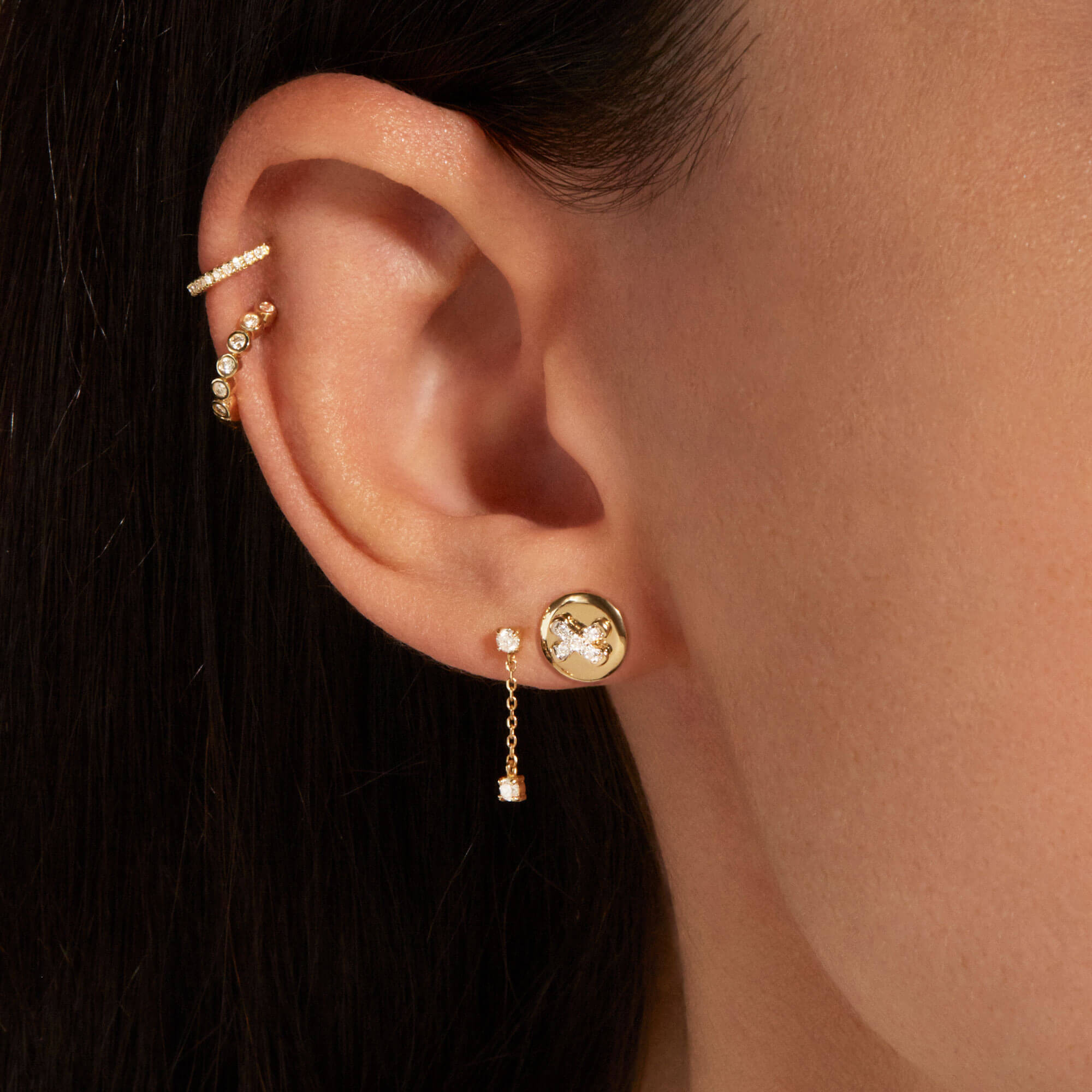 Diamond Button Studs - 7