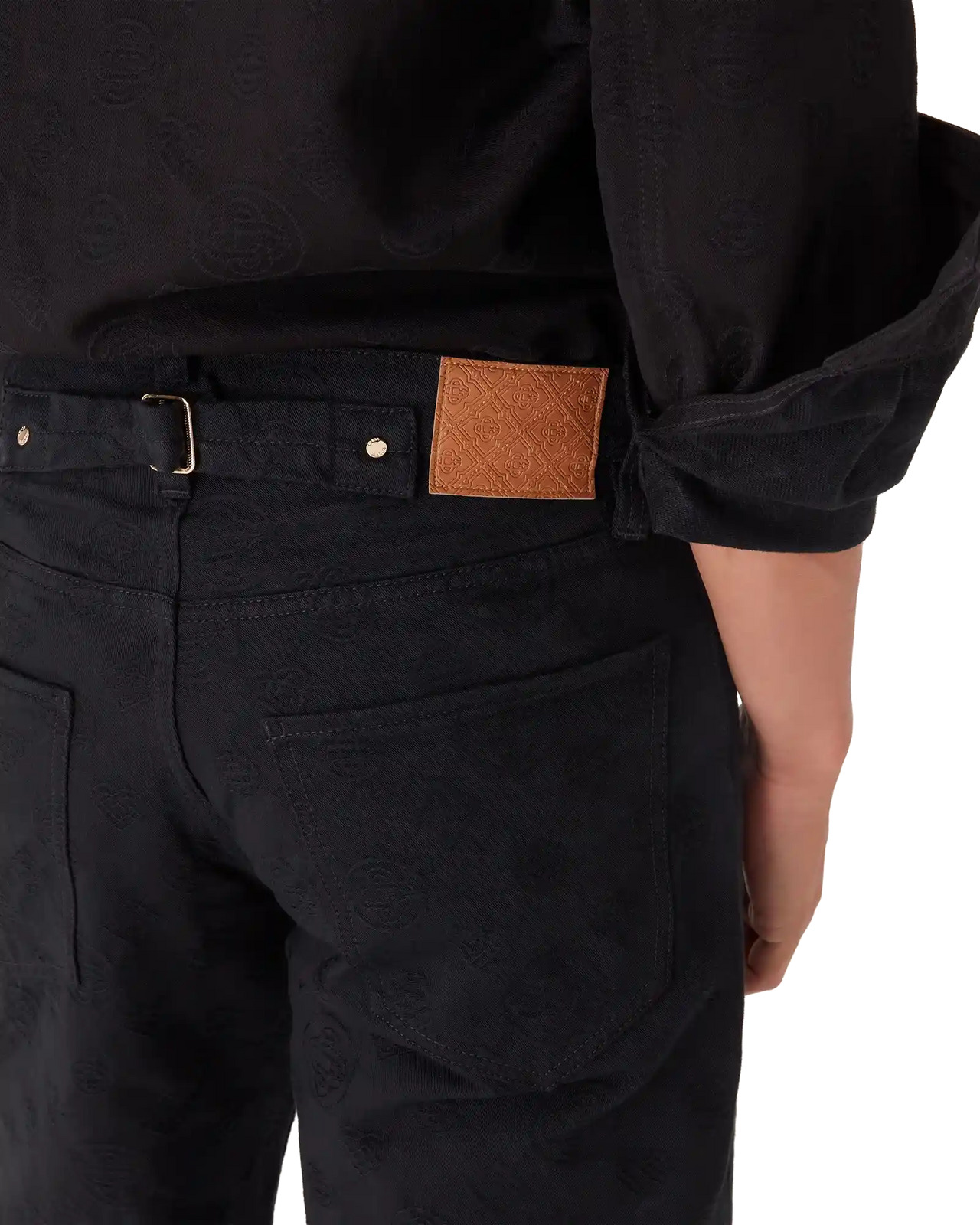 Denim Monogram Straight Leg Jeans | Casablanca Paris - 5