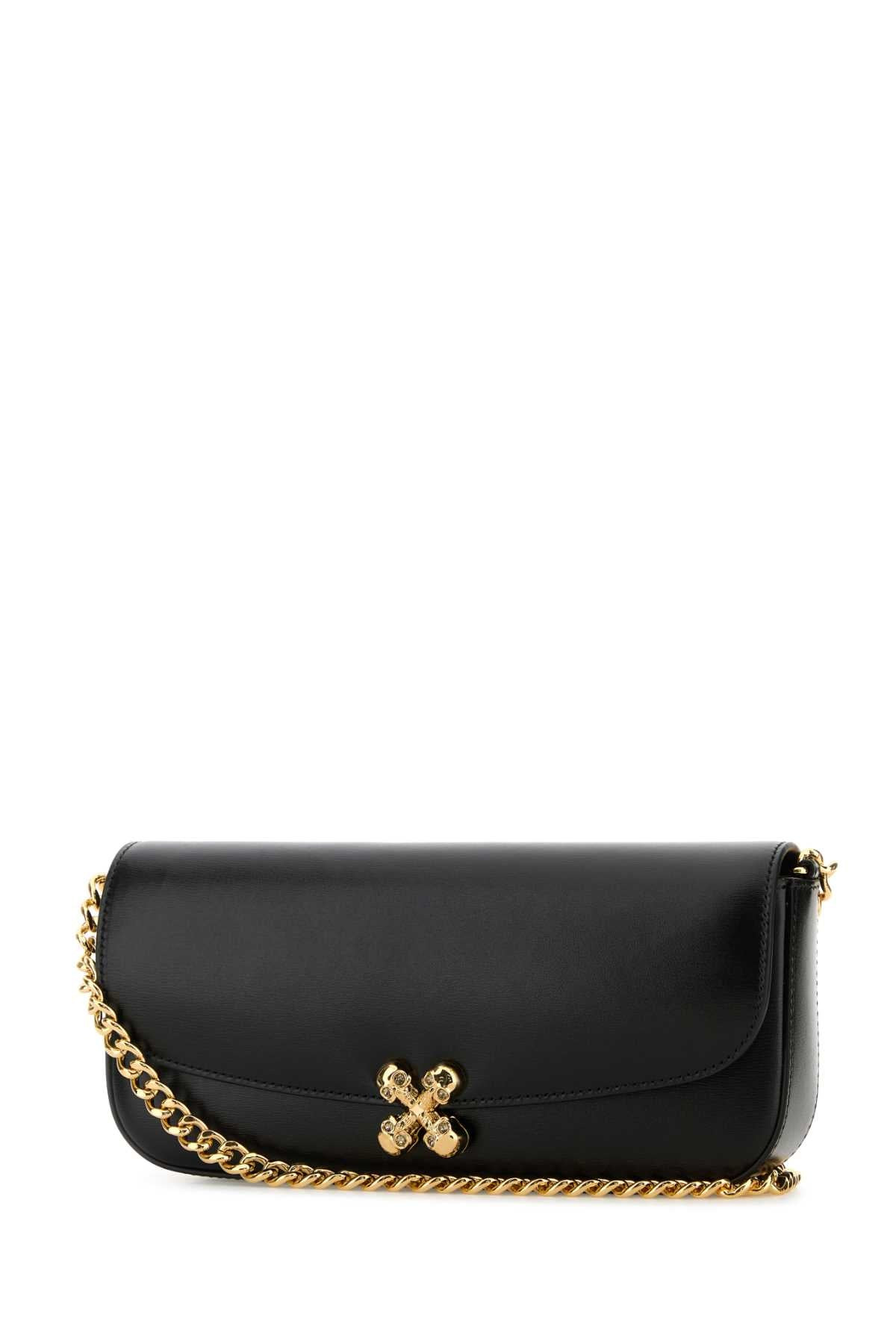 Alexander Mcqueen Women Black Leather Skull Flower Crossbody Bag - 2