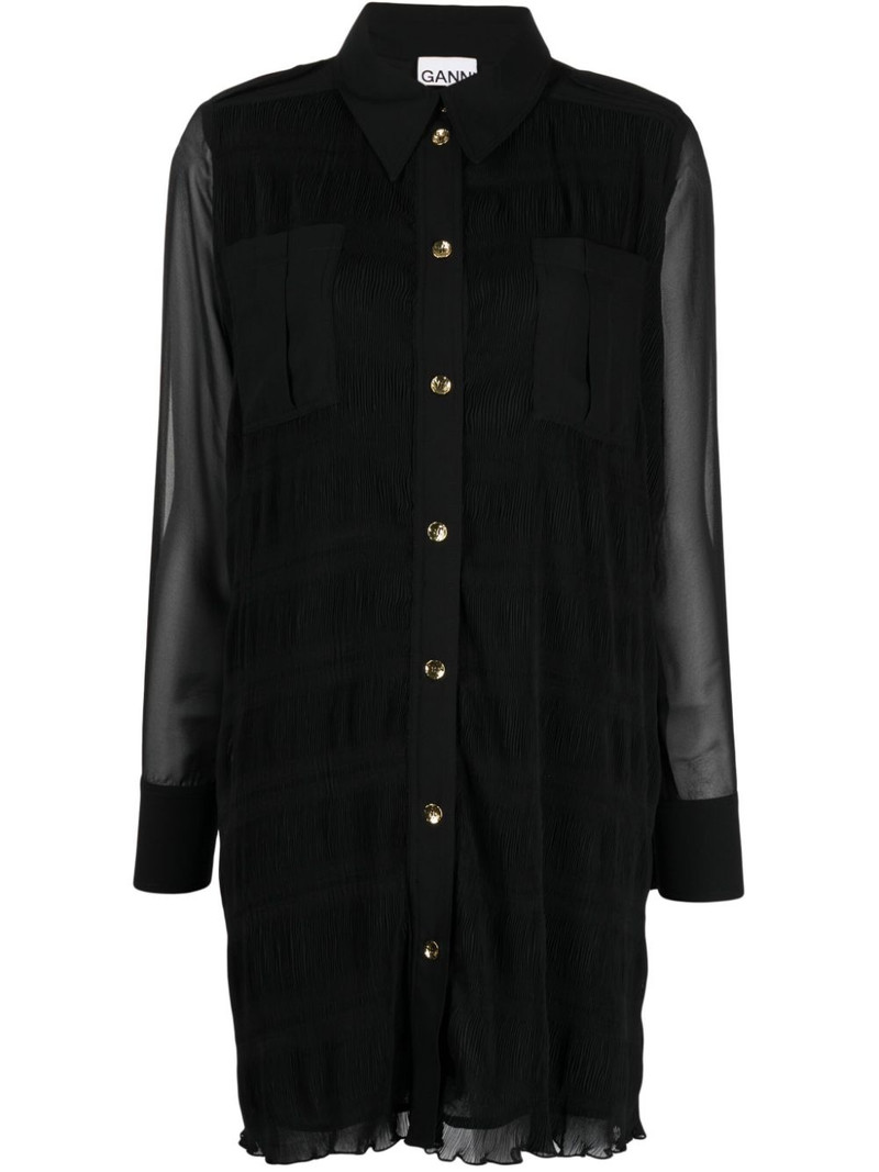 Georgette straight-point collar dress 1