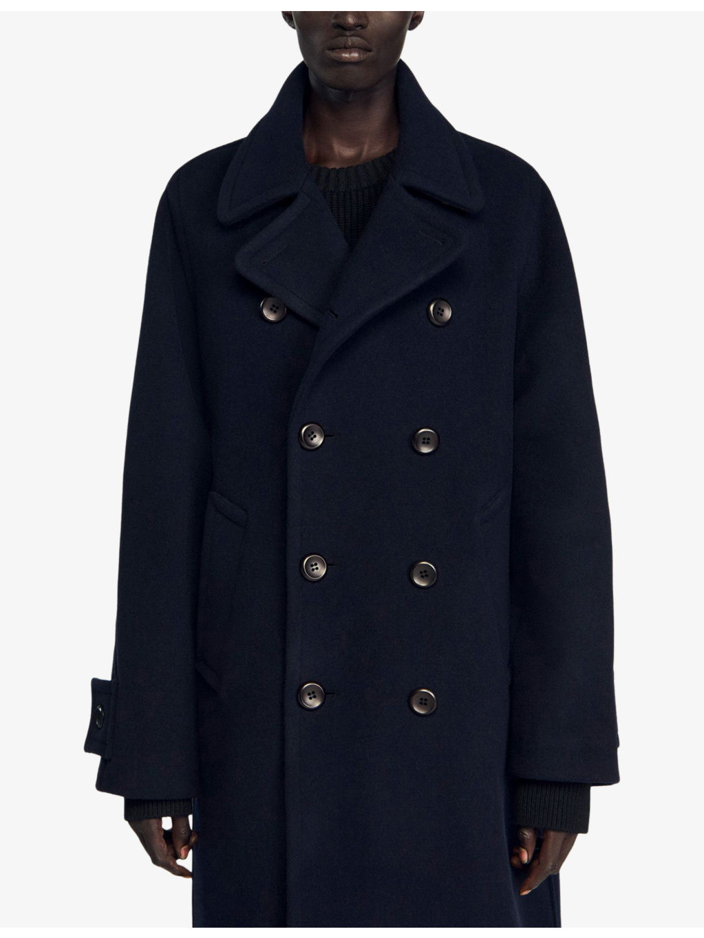 Lapel-Collar Double-Breasted Wool Coat - 3